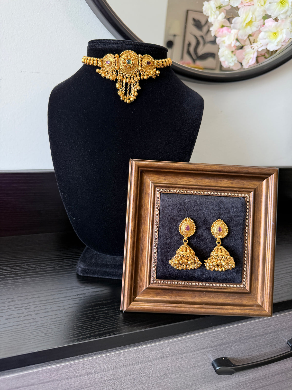 Parmit Micro Gold Plated Set (Ruby&Green)