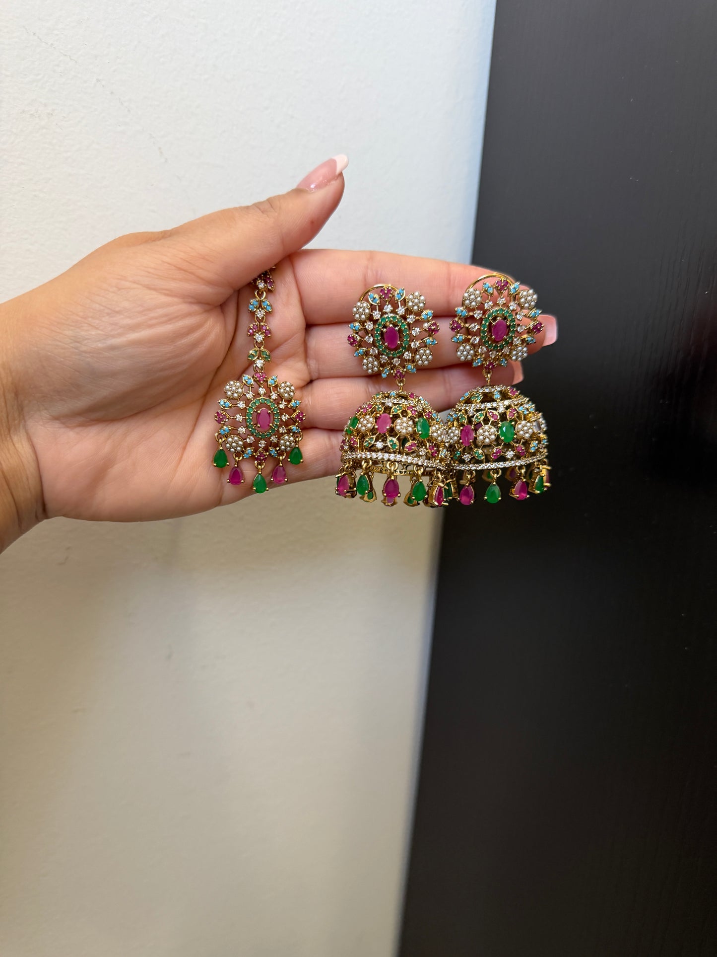 Zana Statement Jadau Earrings Tikka Set