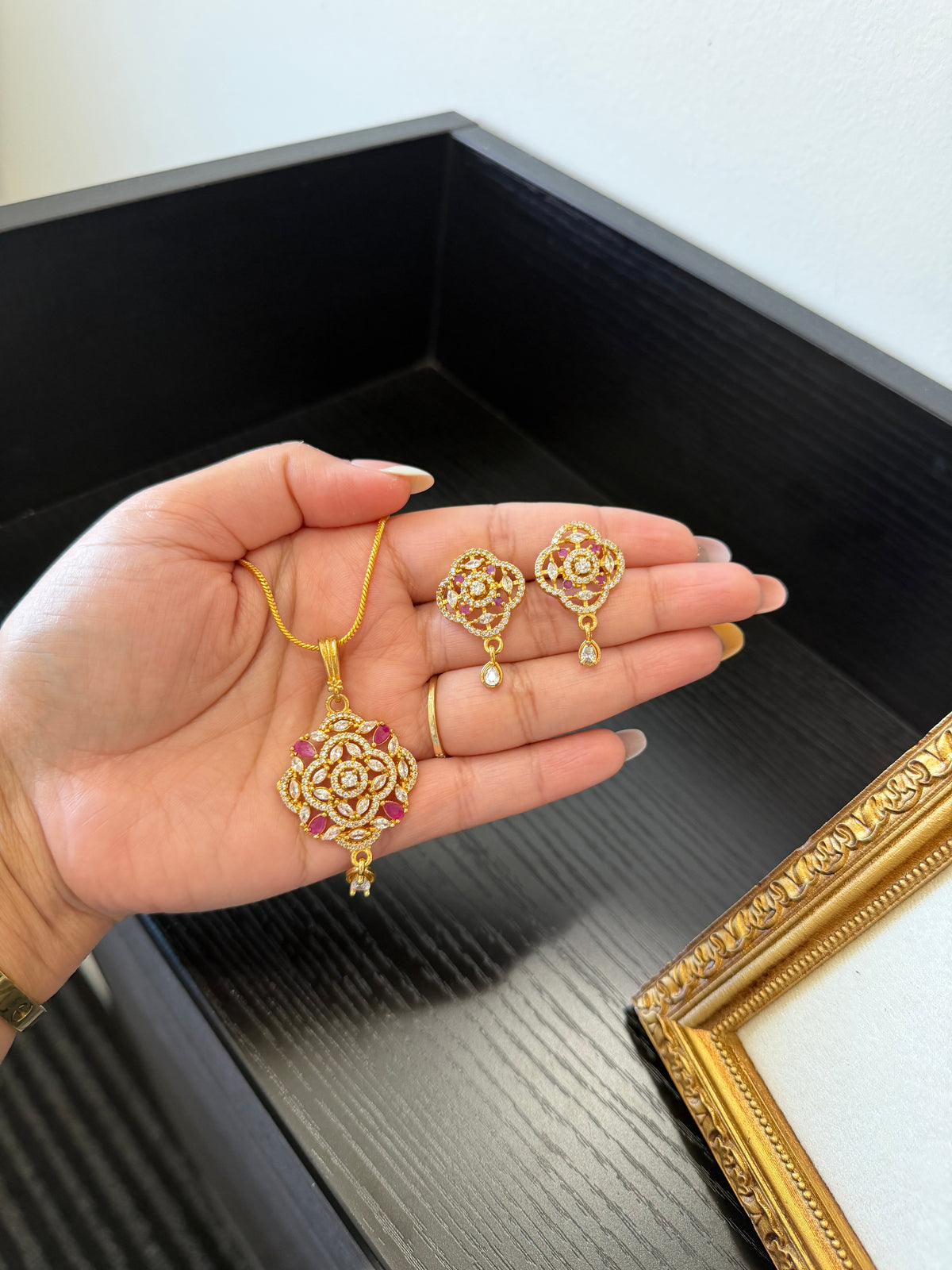 Teena Gold Plated Pendant Set