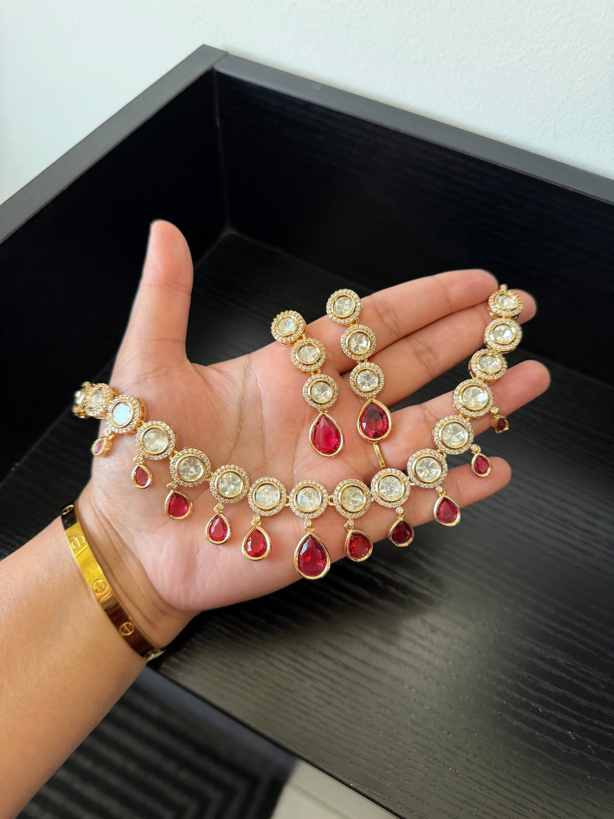 Ikra Kundan Gold Plated Set (Ruby)