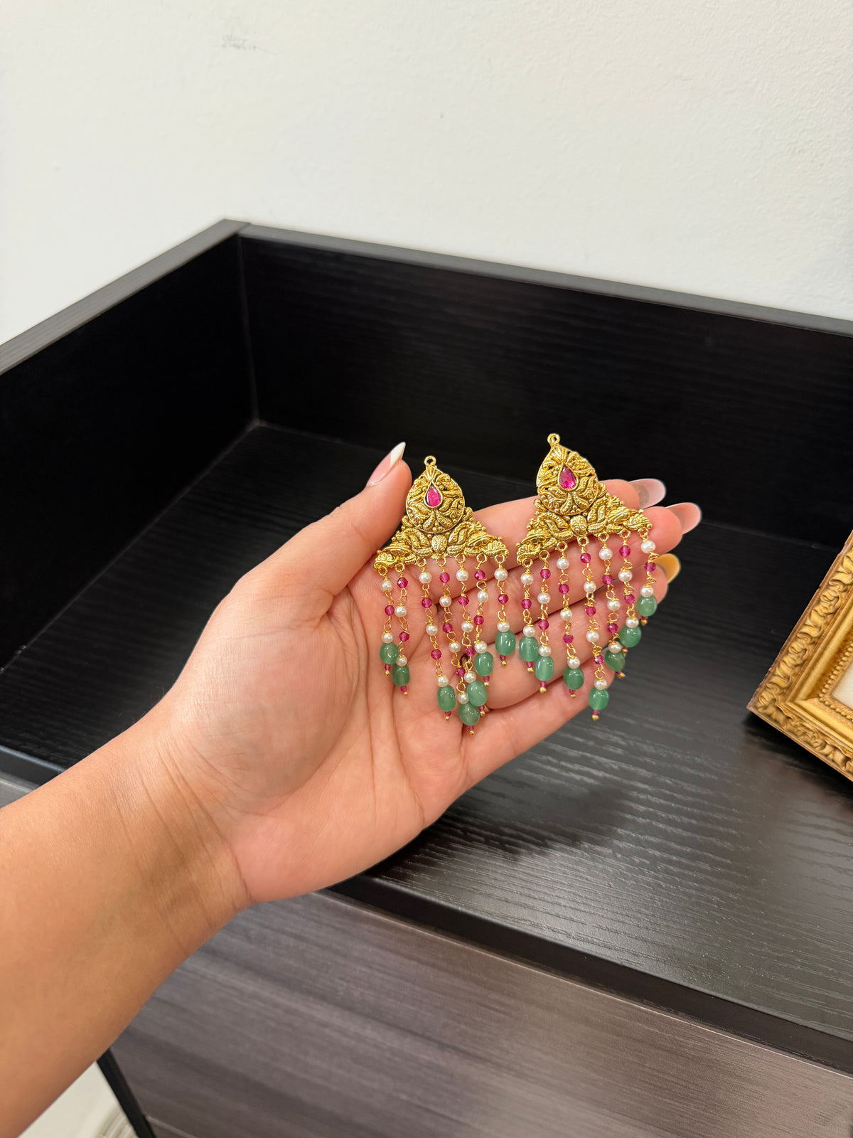 Geet Handcrafted Gold Plated Earrings (Ruby)