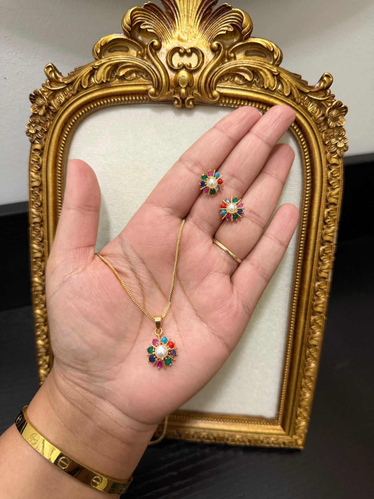 Gurpreet Gold Plated Pendant Set