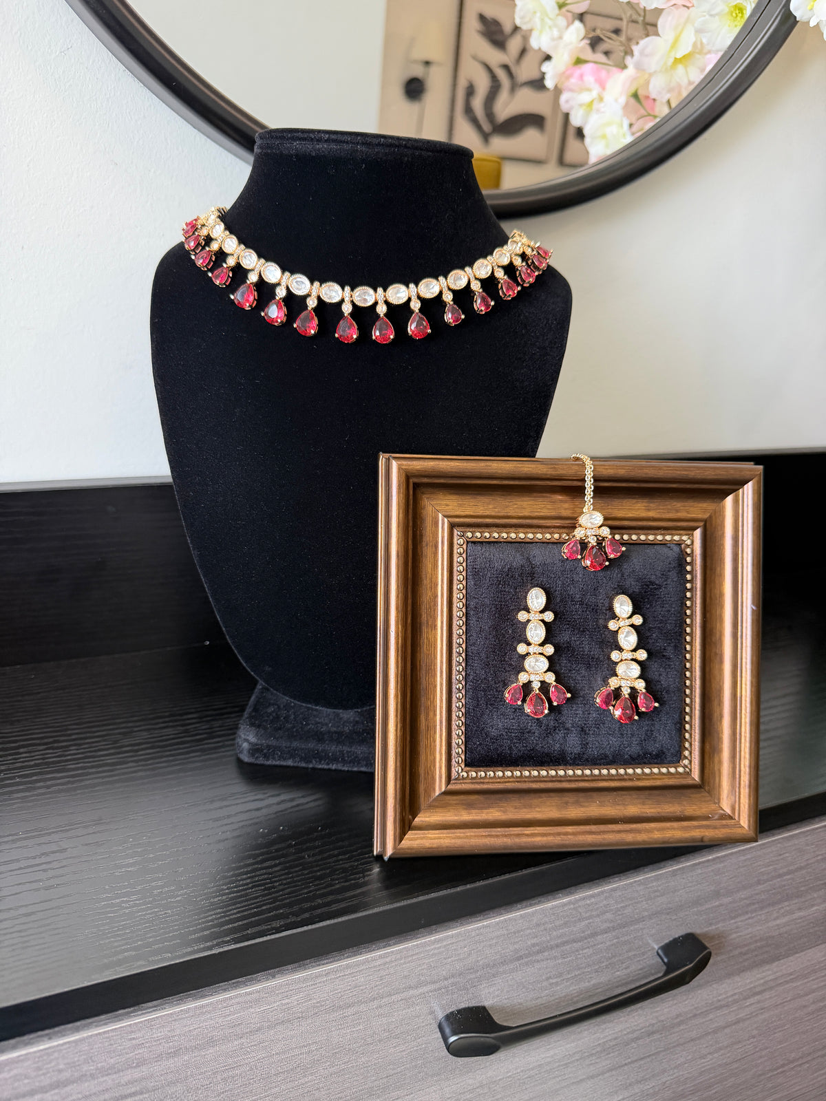 Jind Kundan Gold Plated Set (Ruby)