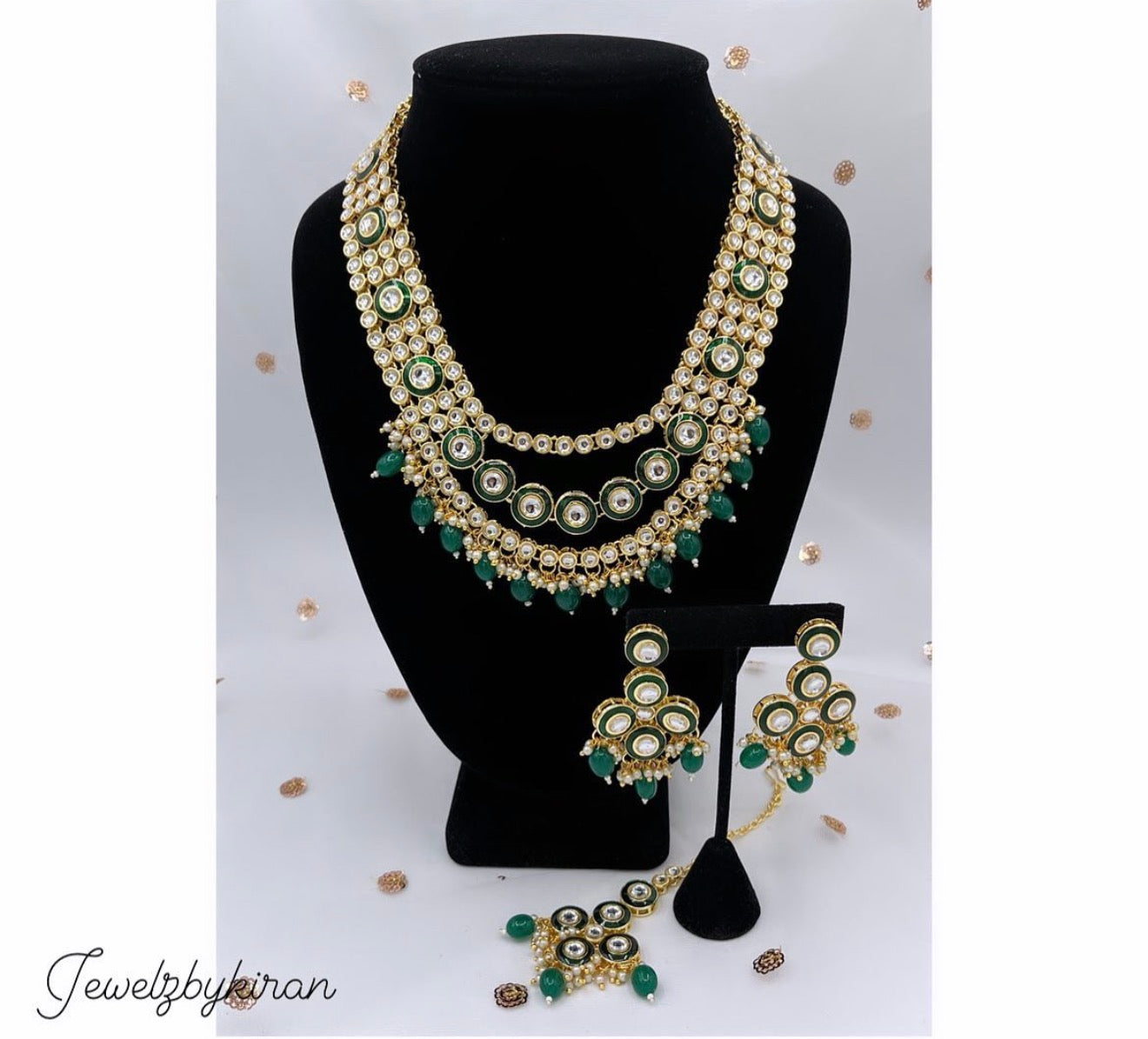 Param Long Necklace Set (Green)