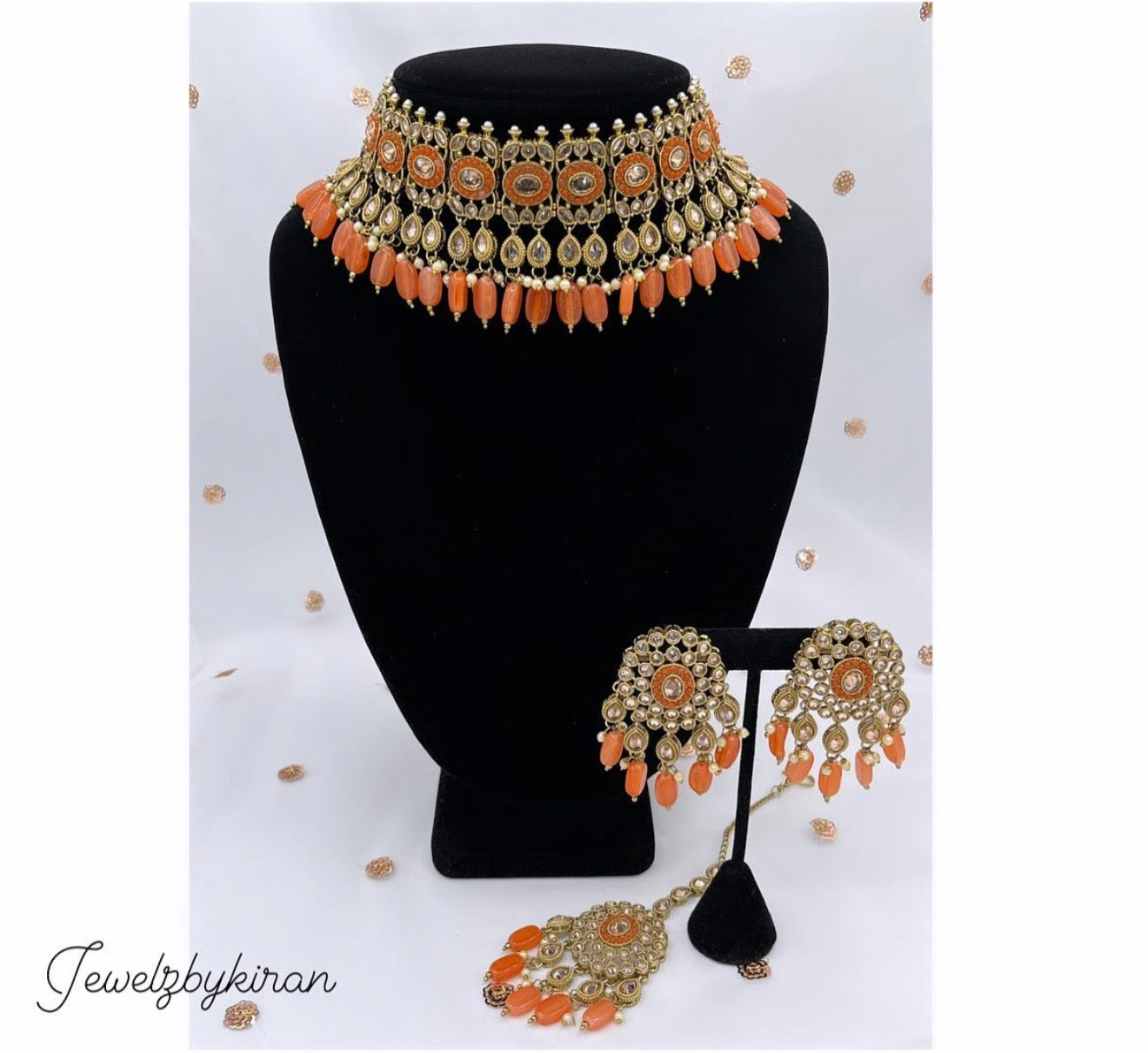 Japleen Polki Set (Orange)