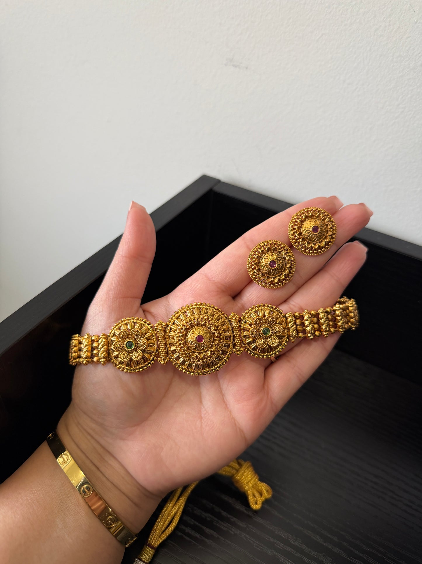 Joban Micro Gold Plated Set (Ruby&Green)