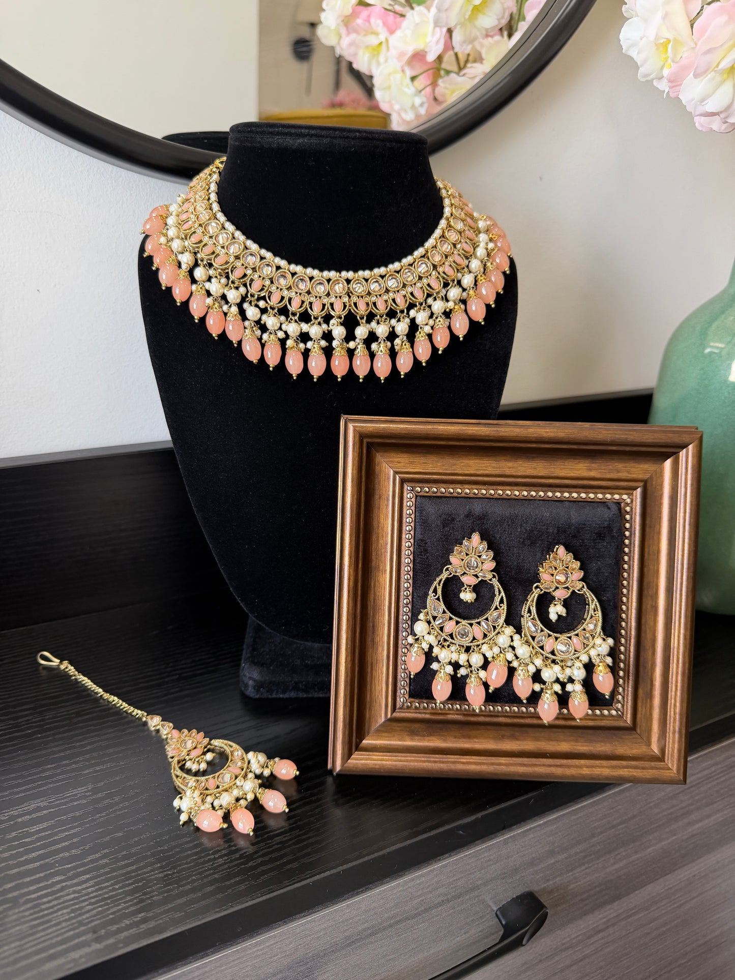 Priya Polki Set (Peach)