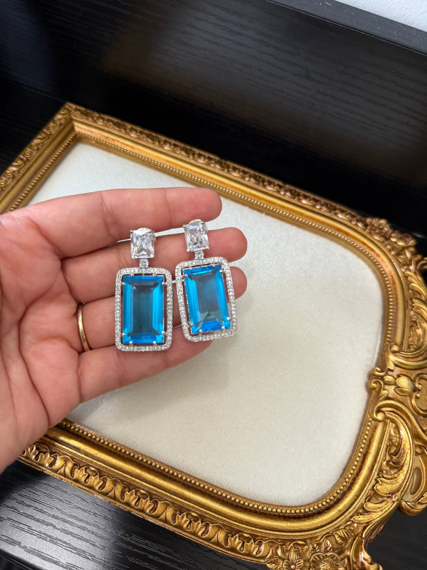 Doublet Earrings (Aqua&Silver)