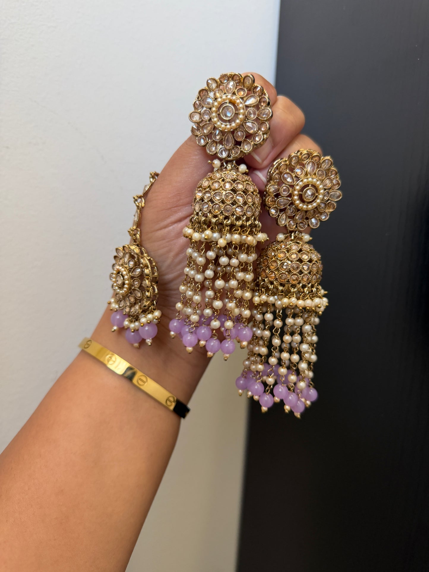 Lavender and Gold Statement Jhumki