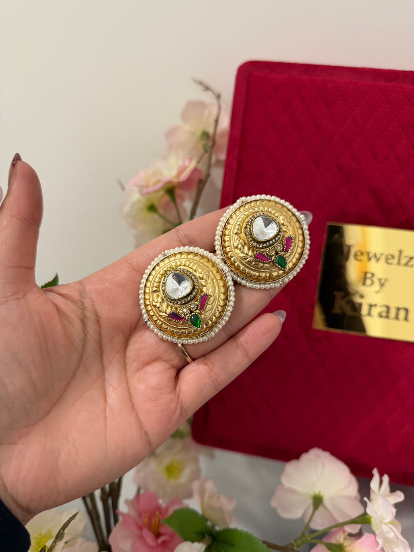 Diya German Silver Oversized Studs