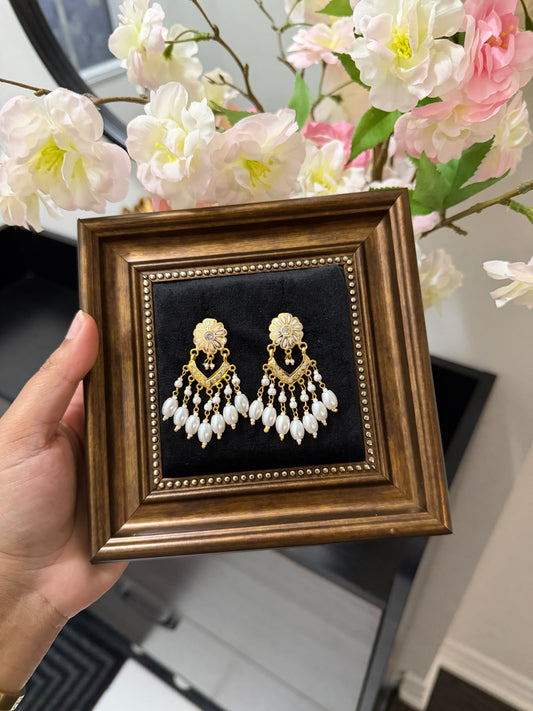 Manreet One Gram Gold Plated Jadau Earrings