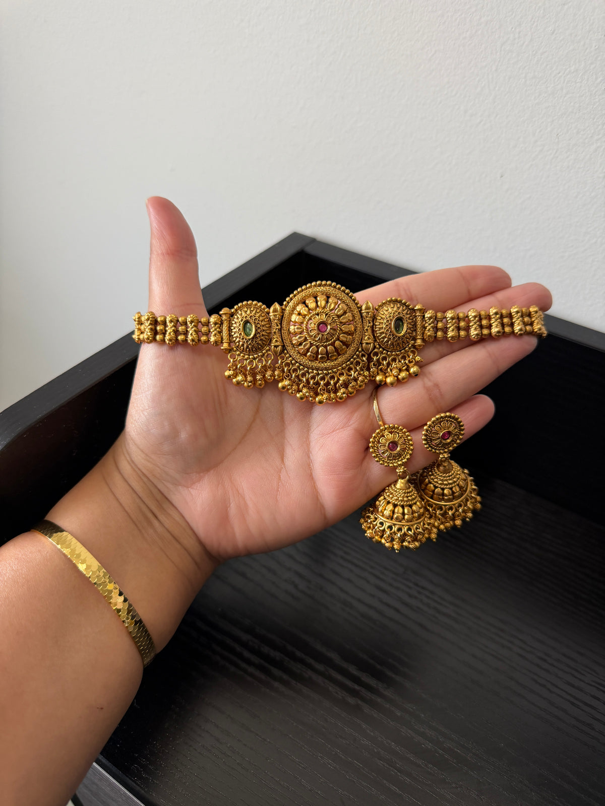 Tamanjot Micro Gold Plated Set (Ruby&Green)
