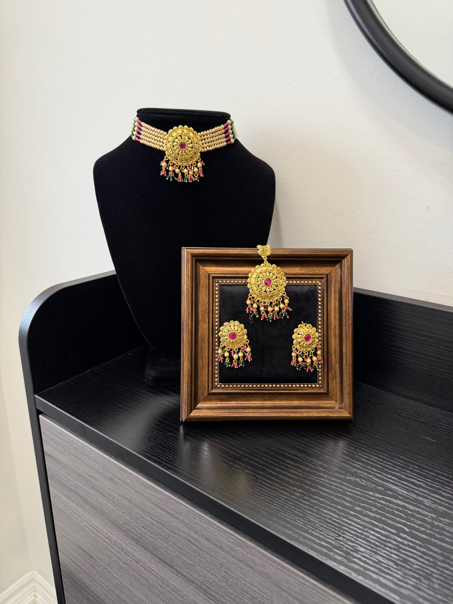 Dilraj Punjabi Traditional Look Set (Ruby & Green)