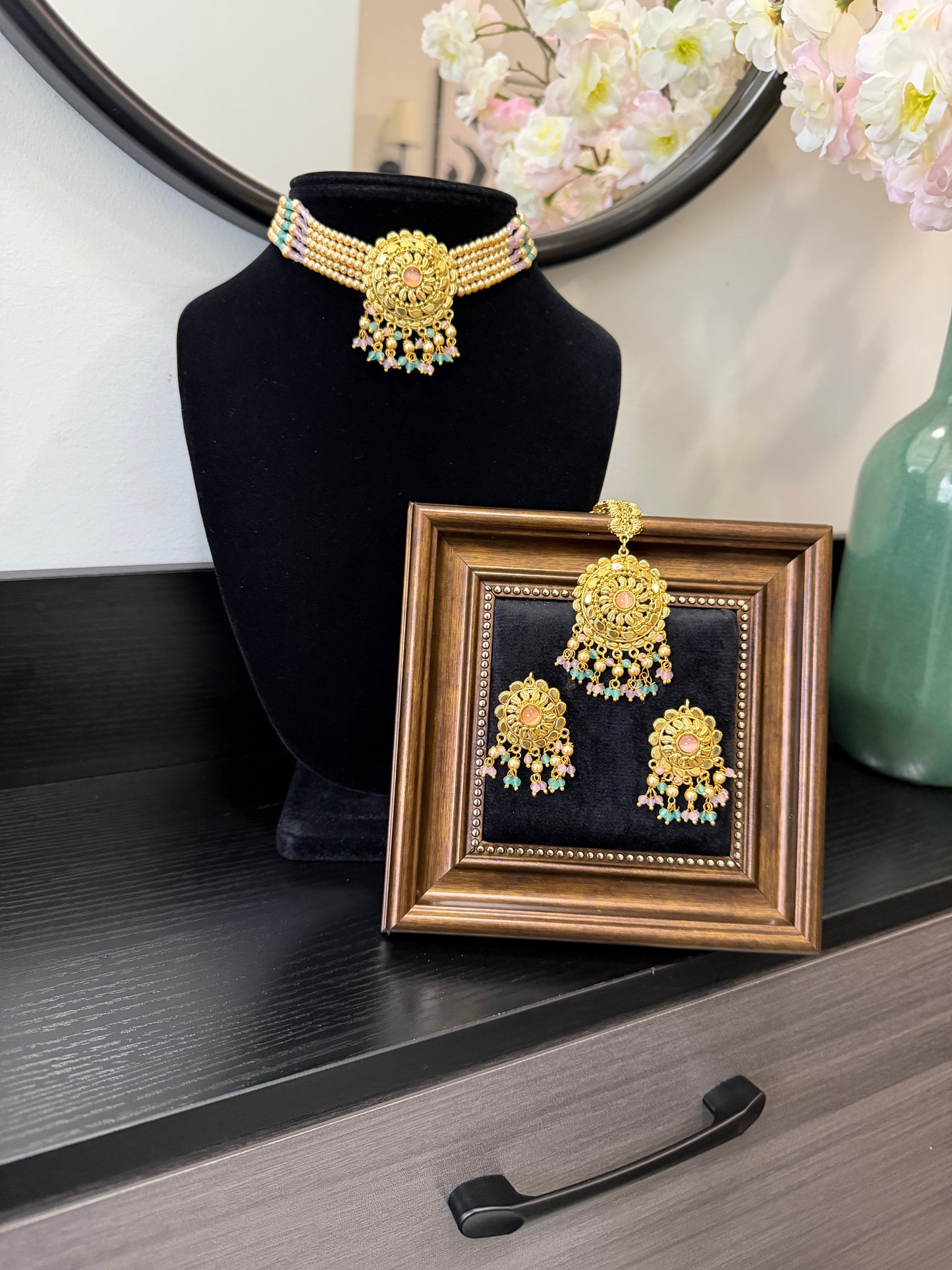 Dilraj Punjabi Traditional Look Set (Pink&Ferozi)