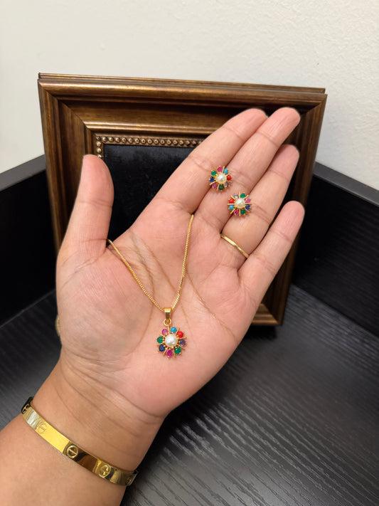 Gurpreet Gold Plated Pendant Set