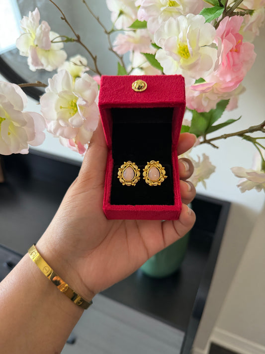 Gurnoor One Gram Gold Plated Studs (Pink)