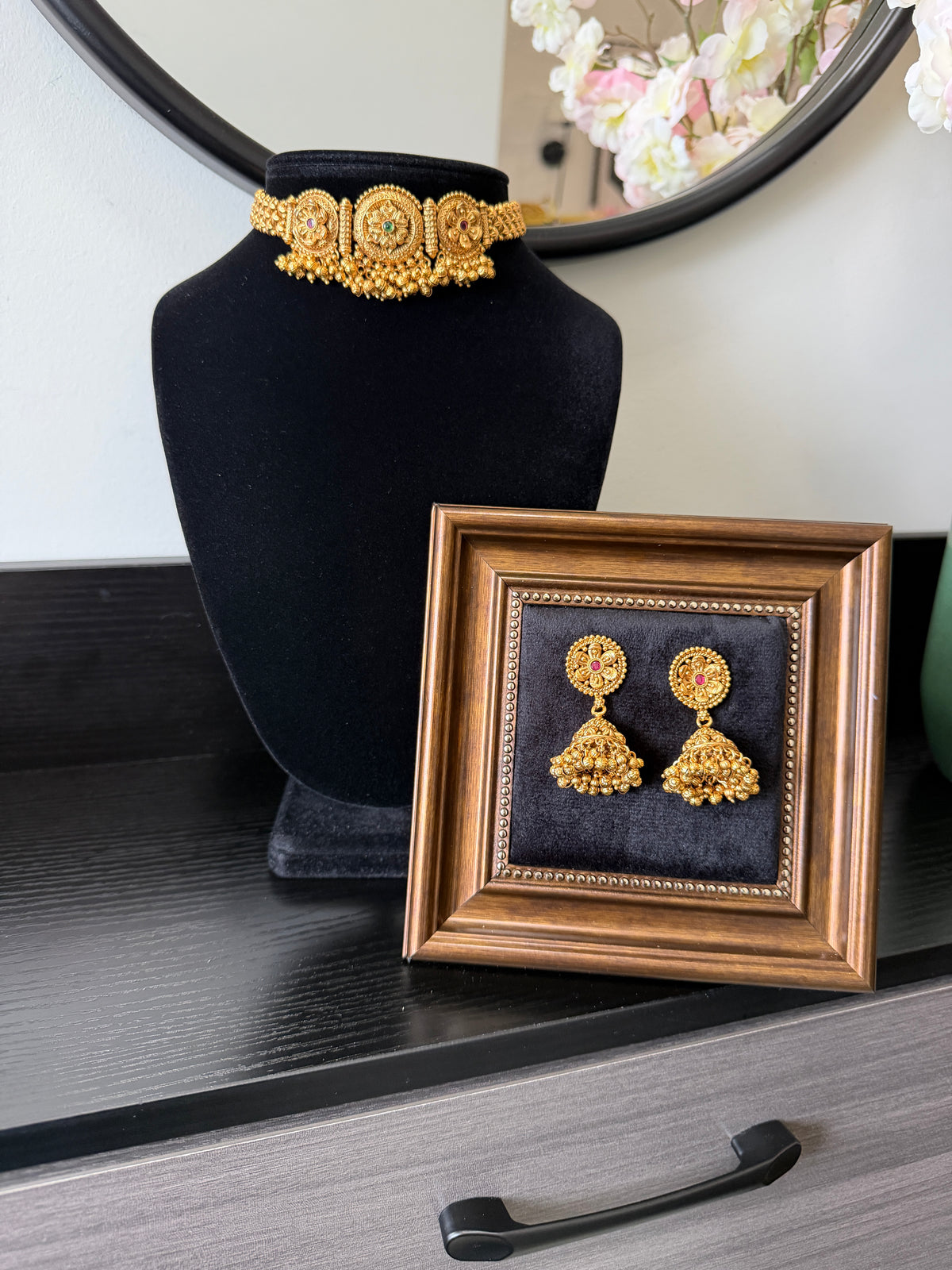 Upinder Micro Gold Plated Set (Ruby&Green)