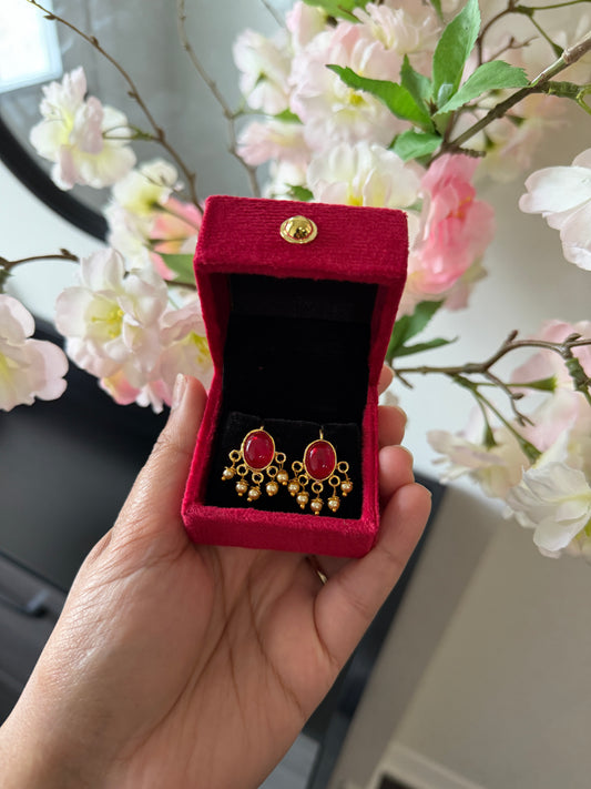 Neet One Gram Gold Plated Earrings (Ruby)