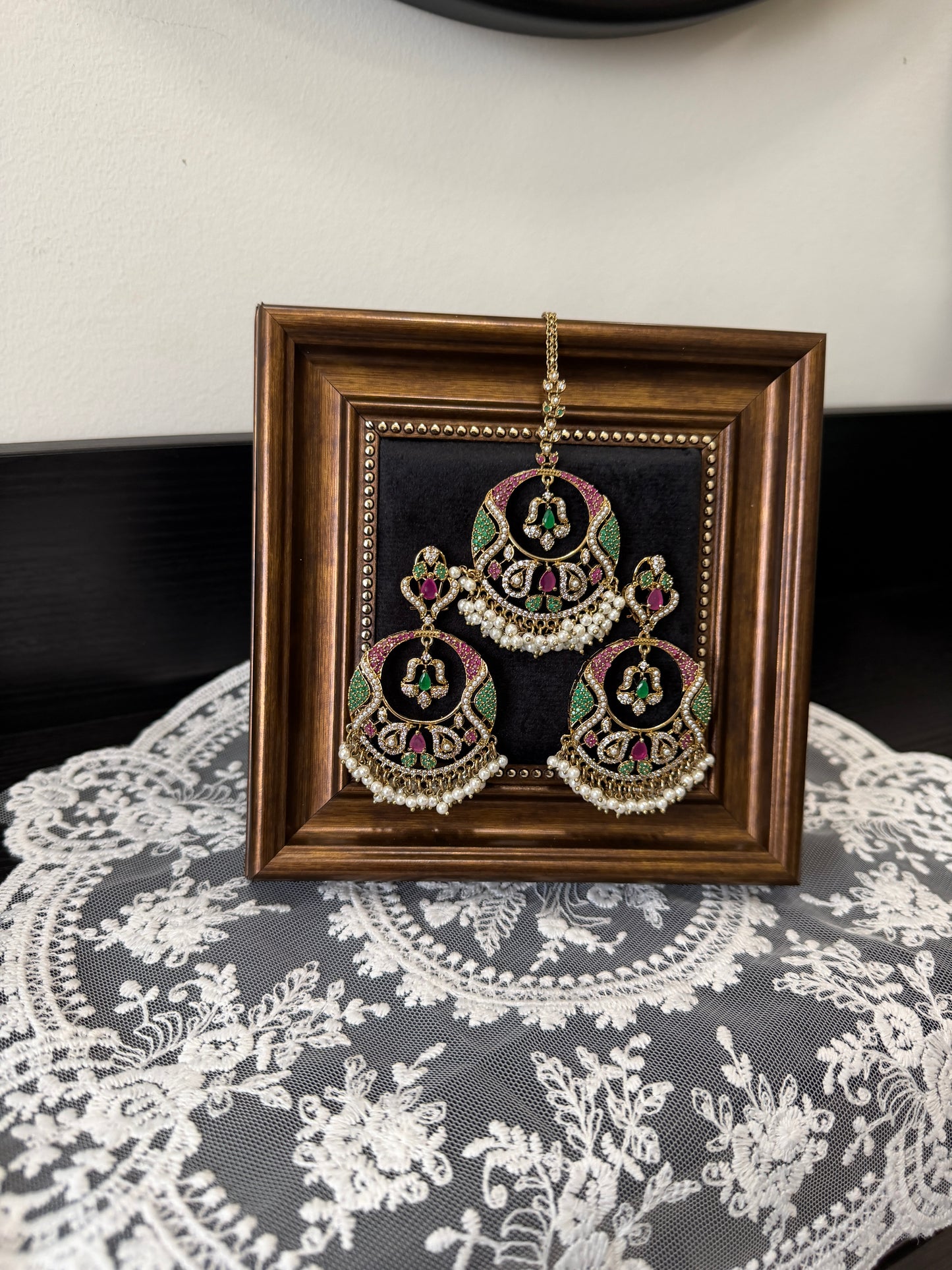 Aleena Statement Jadau Earrings Tikka Set