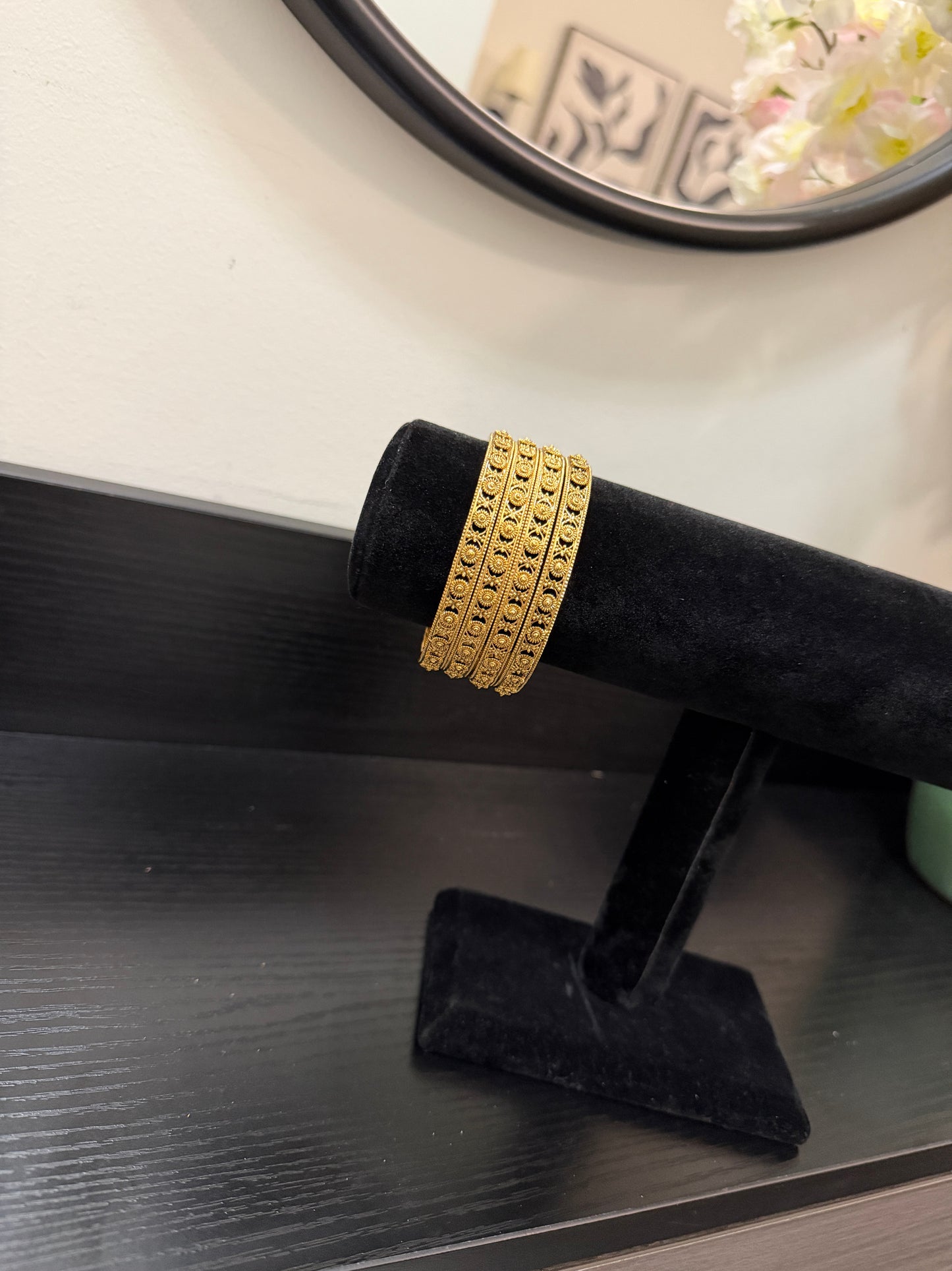 Sana Micro Gold Plated Bangles (Set of 4)