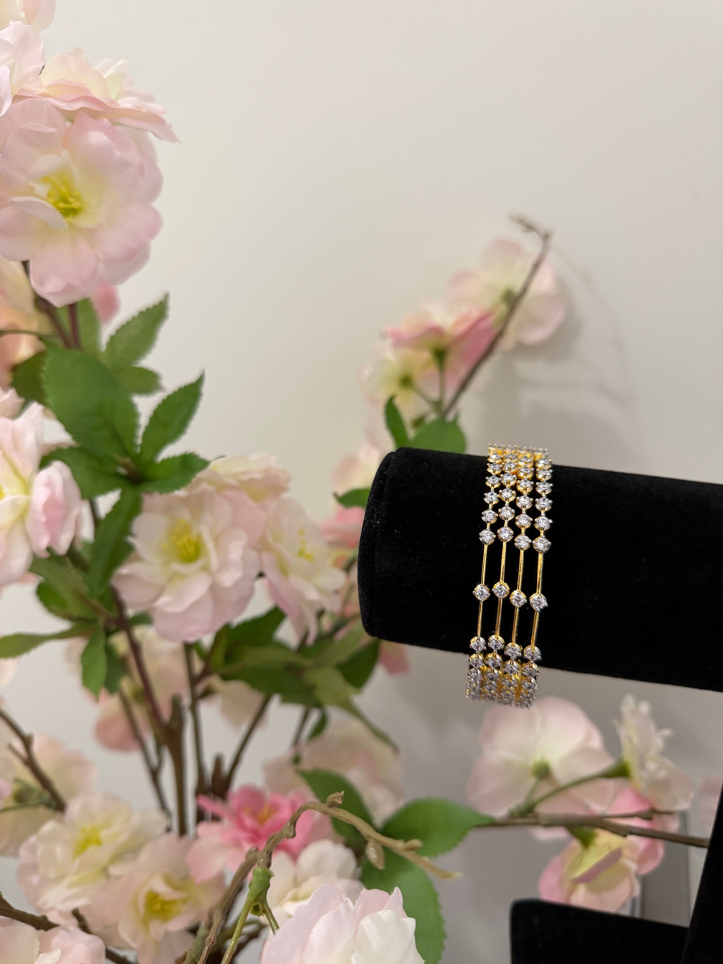 Rimsha CZ Real Diamond look Bangles (Set of 4)