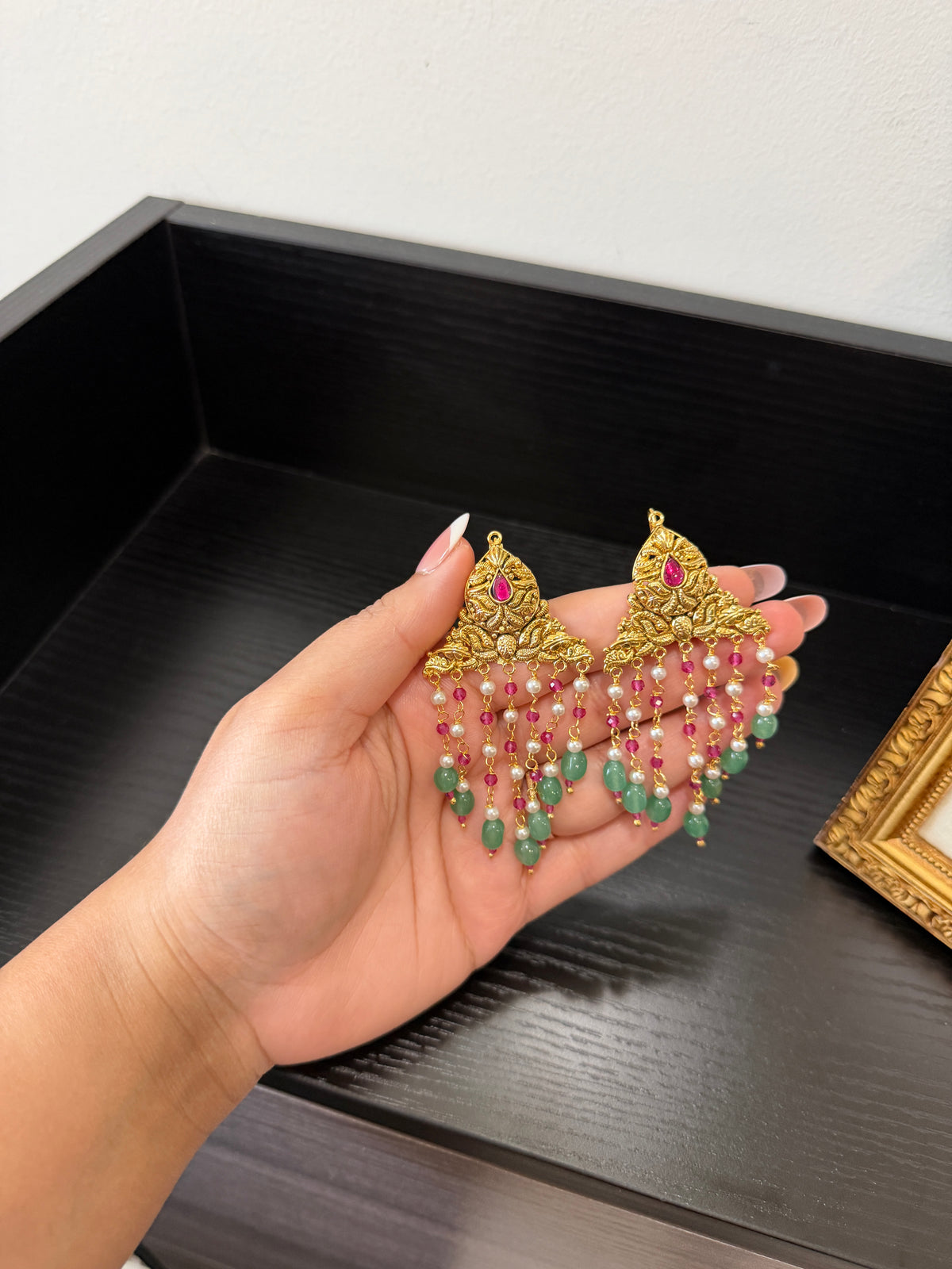 Geet Handcrafted Gold Plated Earrings (Ruby)