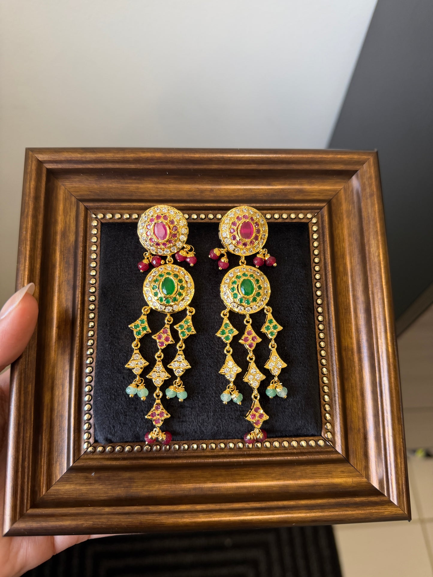 Priti One Gram Gold Plated Jadau Earrings
