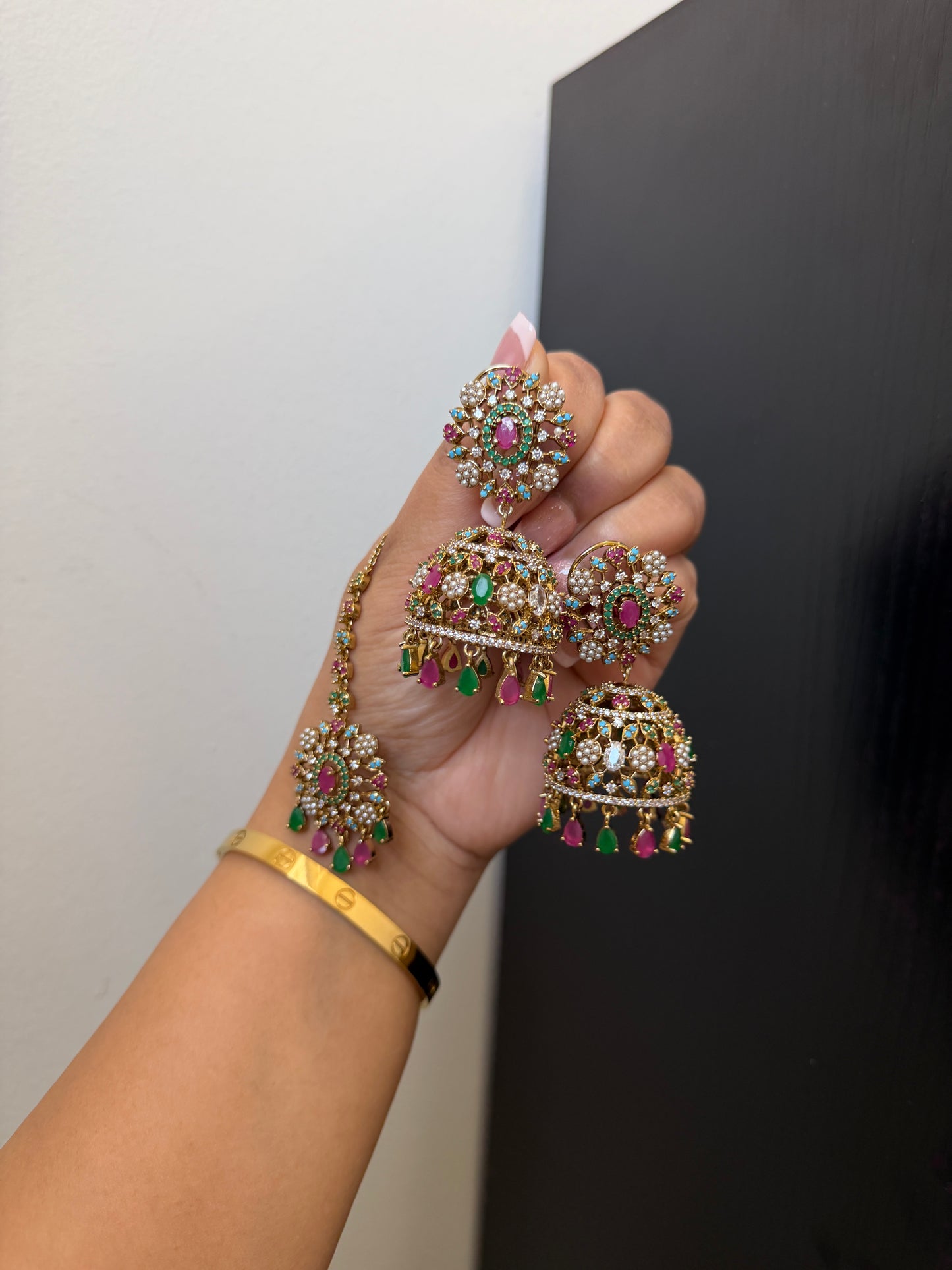 Zana Statement Jadau Earrings Tikka Set