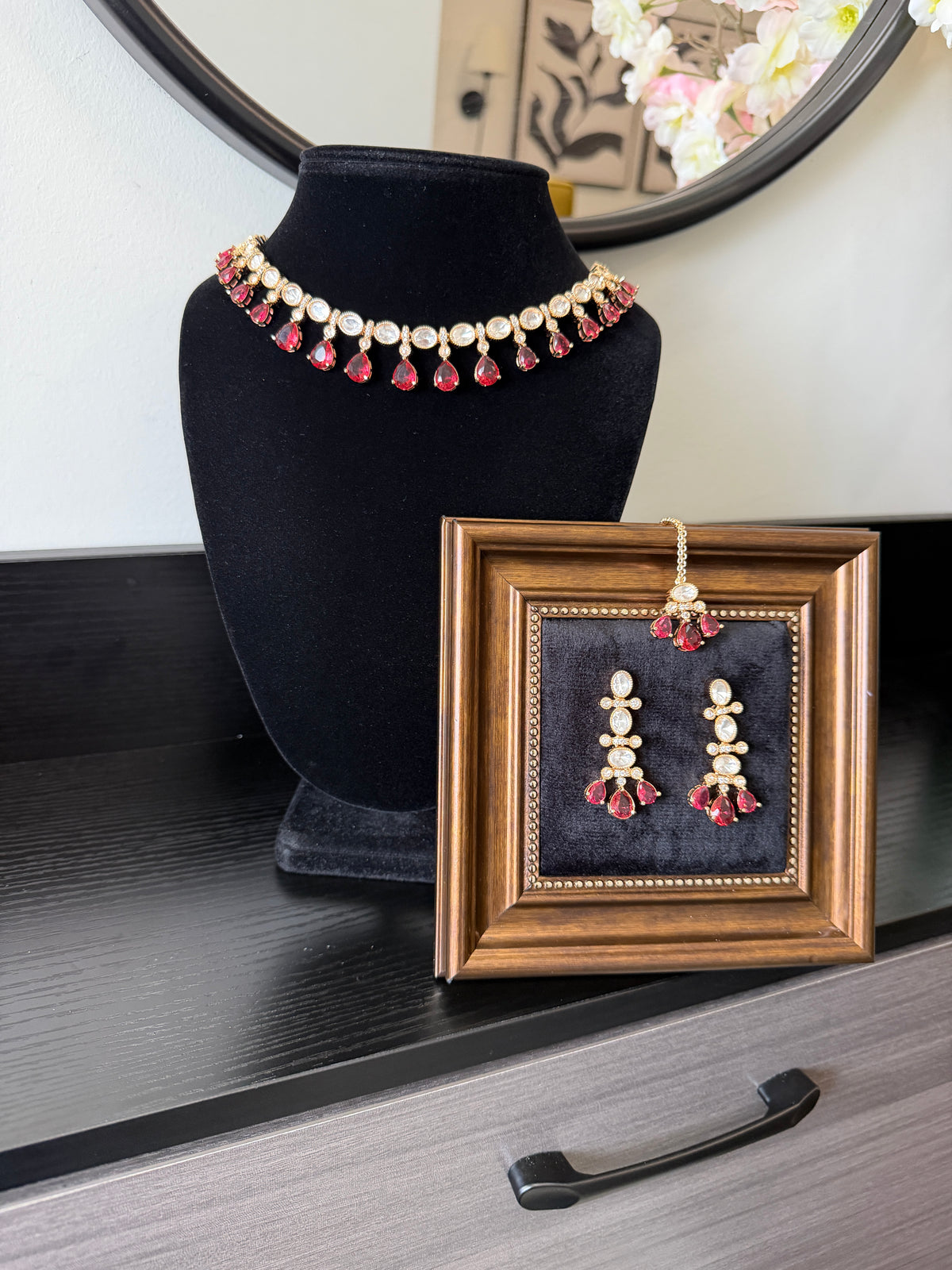 Jind Kundan Gold Plated Set (Ruby)