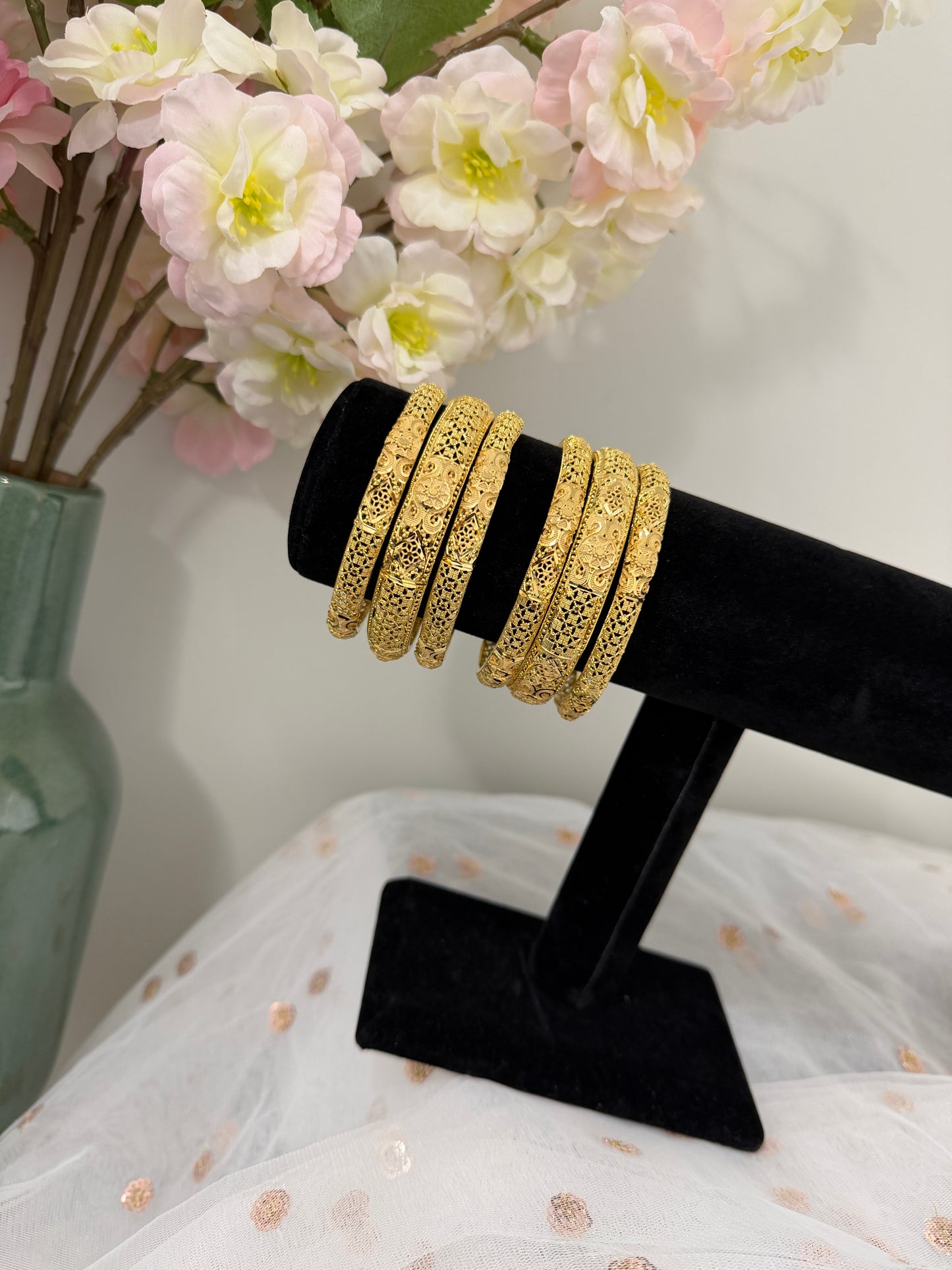 Karamjot Gold Forming Bangles (Set of 6)