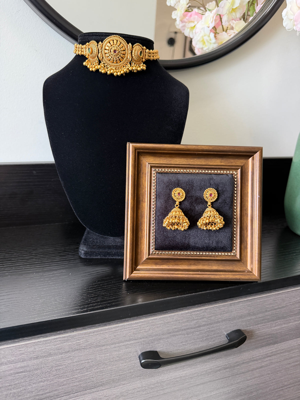 Tamanjot Micro Gold Plated Set (Ruby&Green)