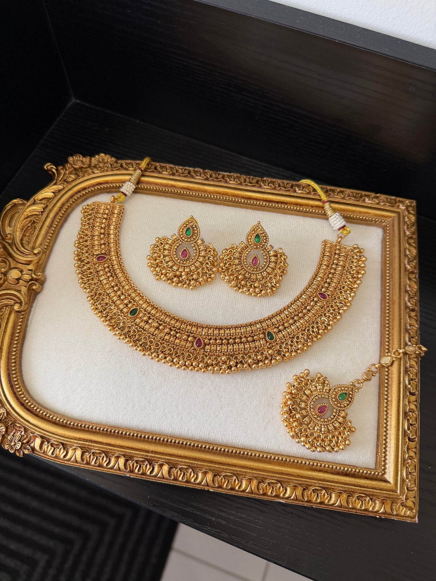 Daisy Antique Plated Set (Ruby&Green)
