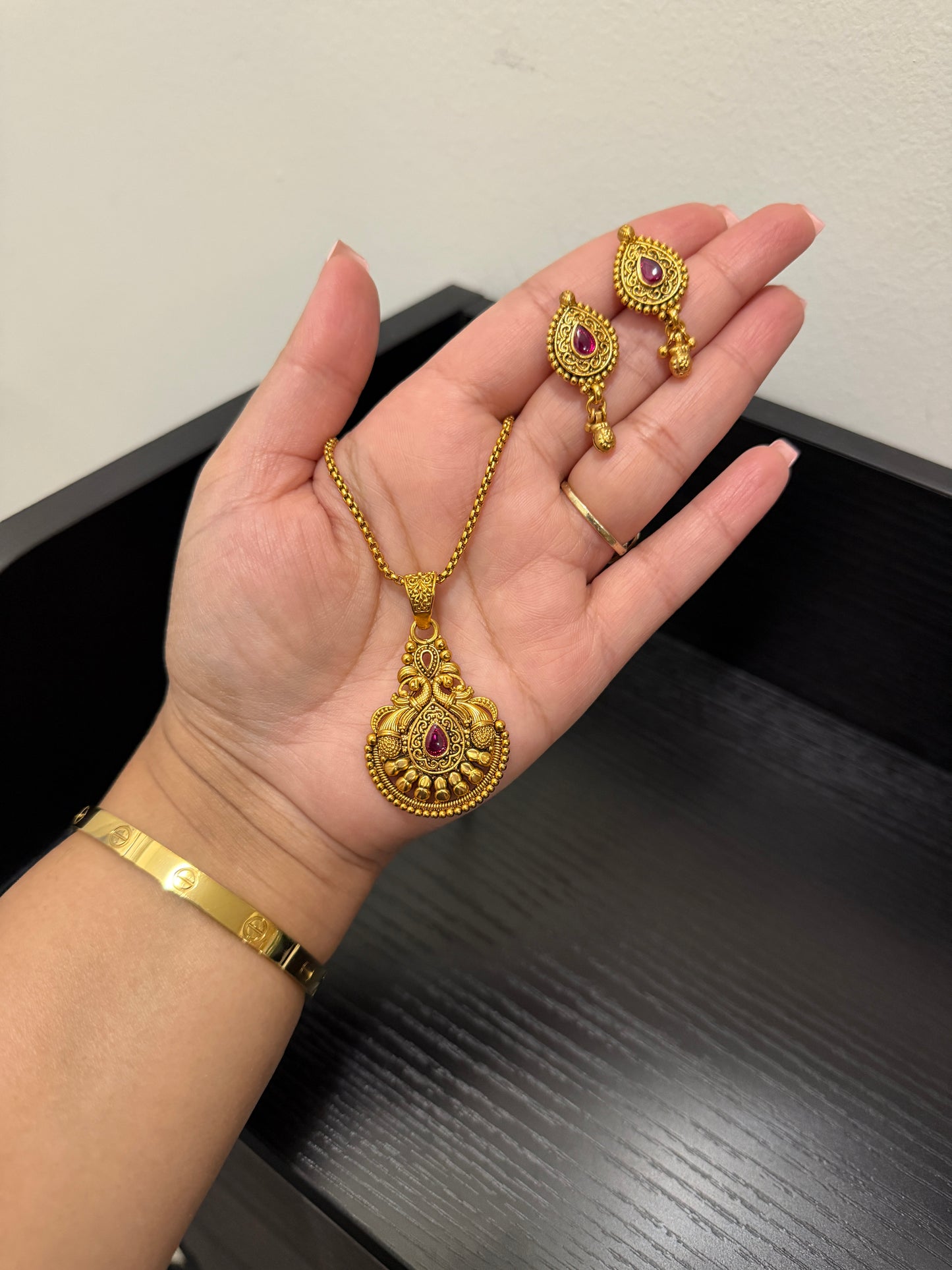 Nairavi Micro Gold Plated Pendant Set