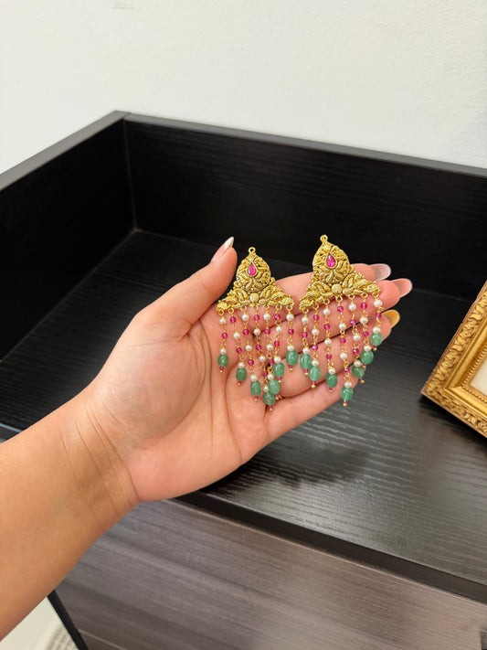 Geet Handcrafted Gold Plated Earrings (Ruby)