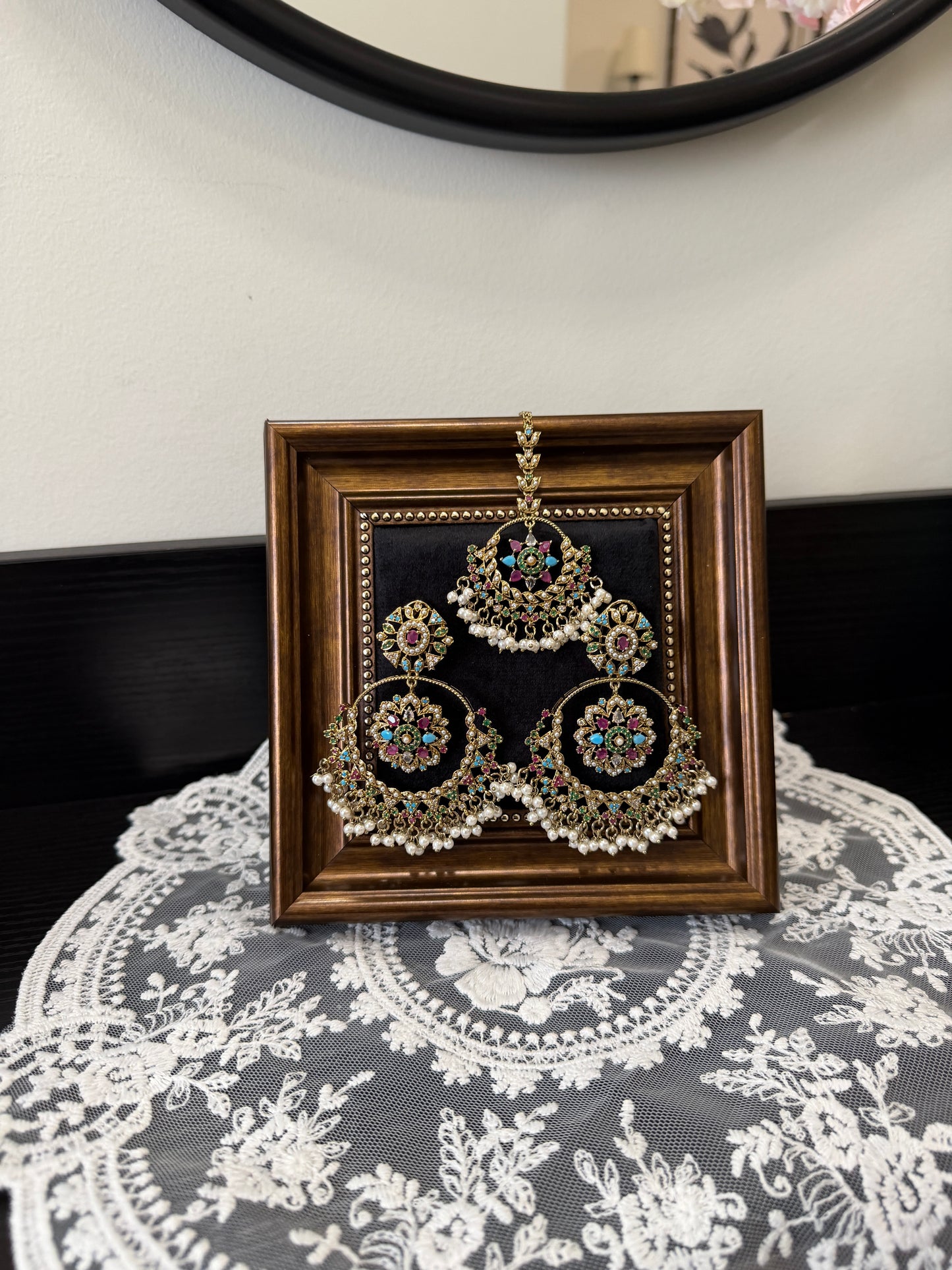 Muskan Statement Jadau Earrings Tikka Set