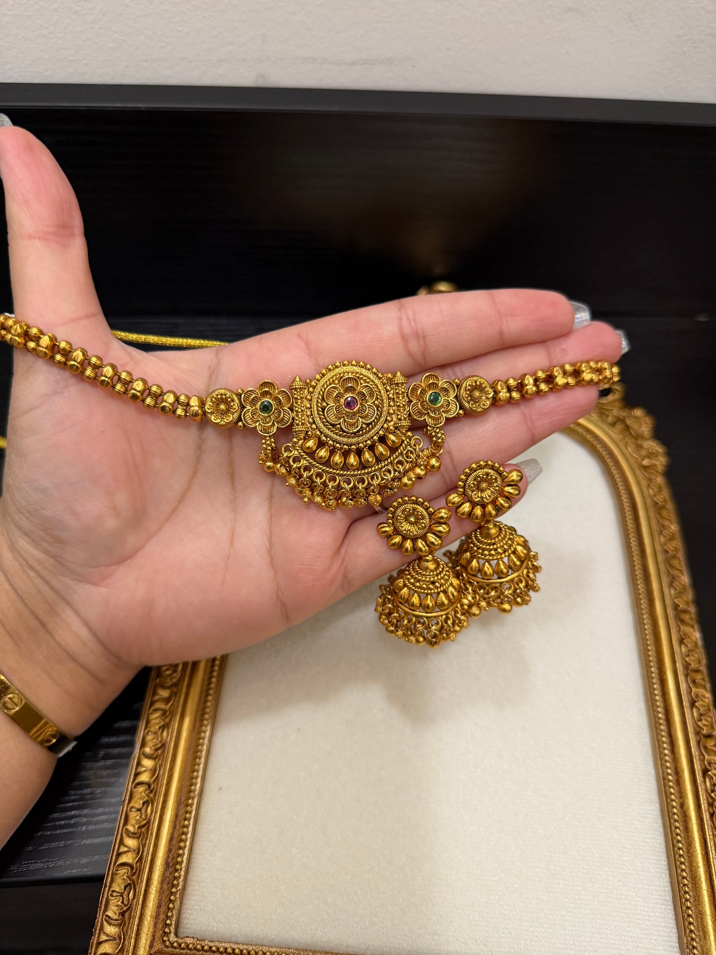 Mankiran Micro Gold Plated Set (Ruby&Green)