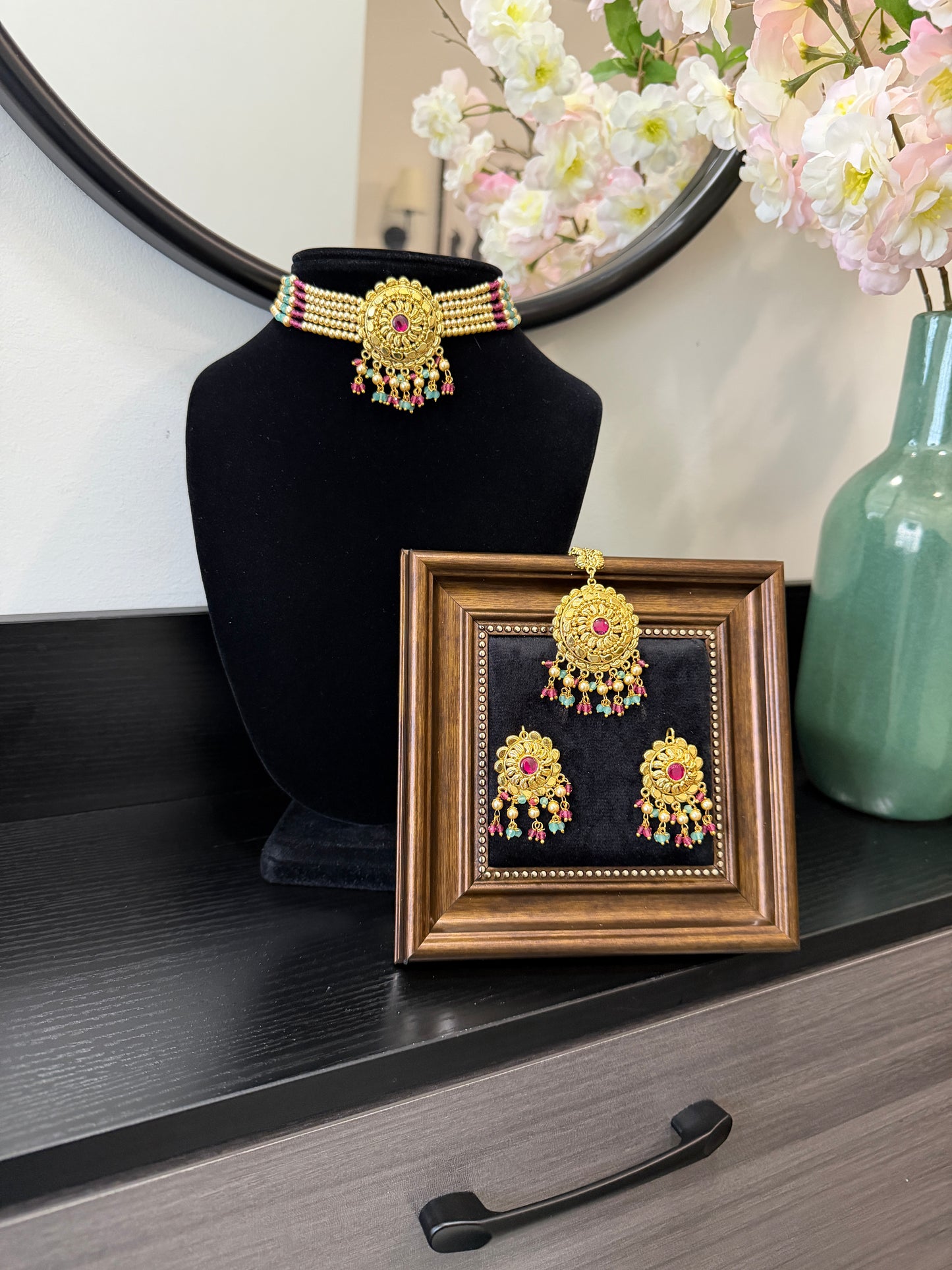 Dilraj Punjabi Traditional Look Set (Ruby&Ferozi)