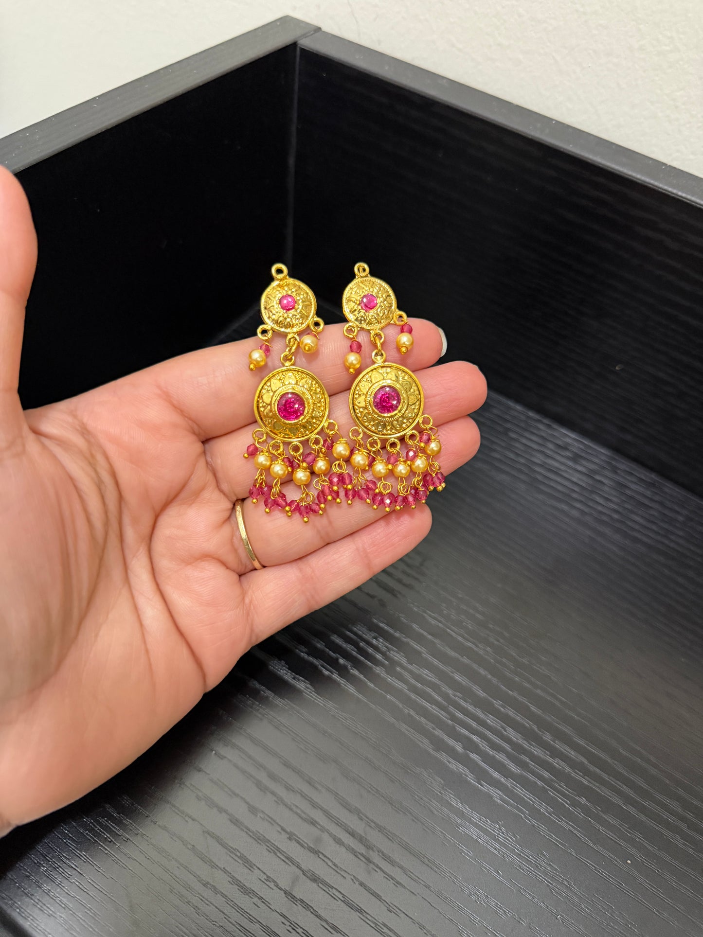 Karanvir Real Look Earrings (Ruby)