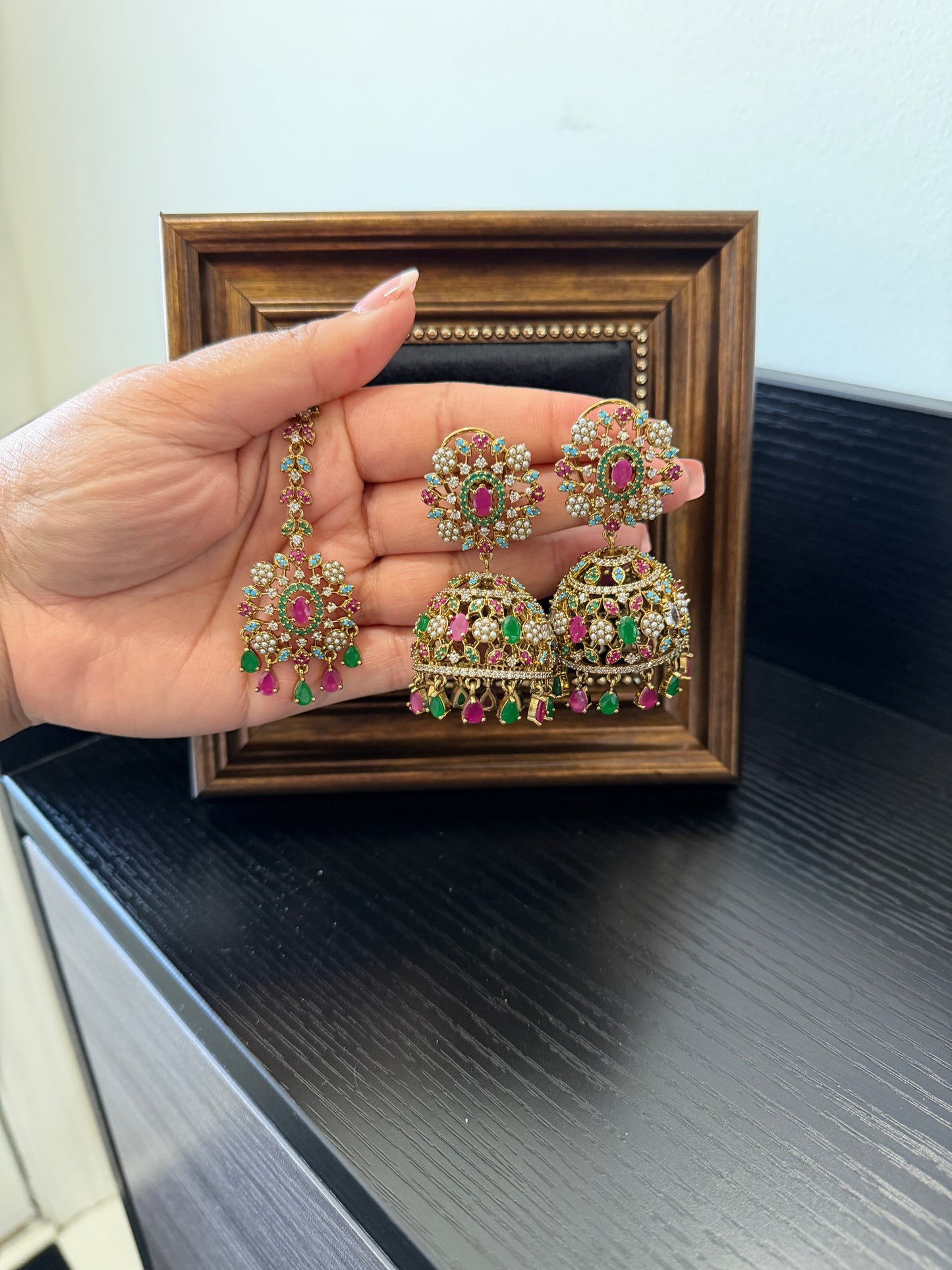 Zana Statement Jadau Earrings Tikka Set