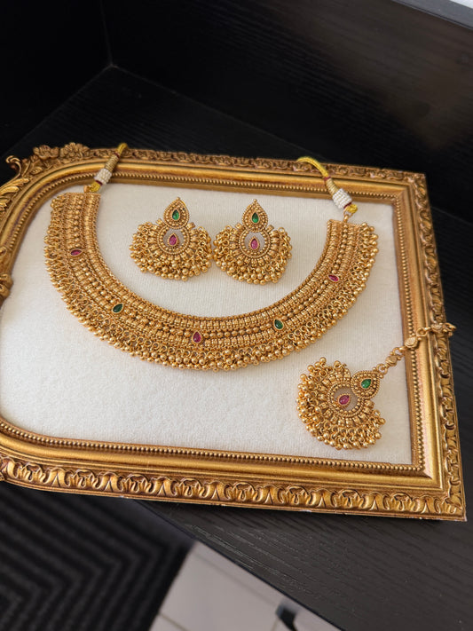 Daisy Antique Plated Set (Ruby&Green)