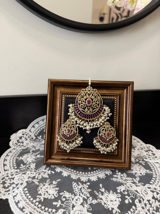 Piya Statement Jadau Earrings Tikka Set