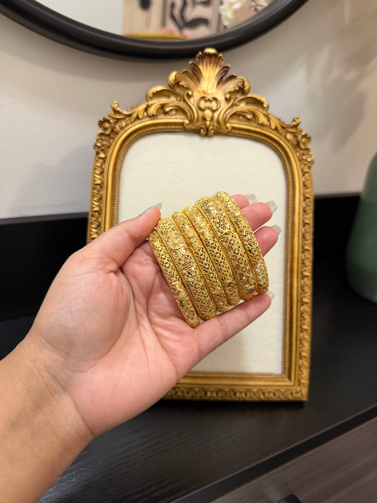 Karamjot Gold Forming Bangles (Set of 6)