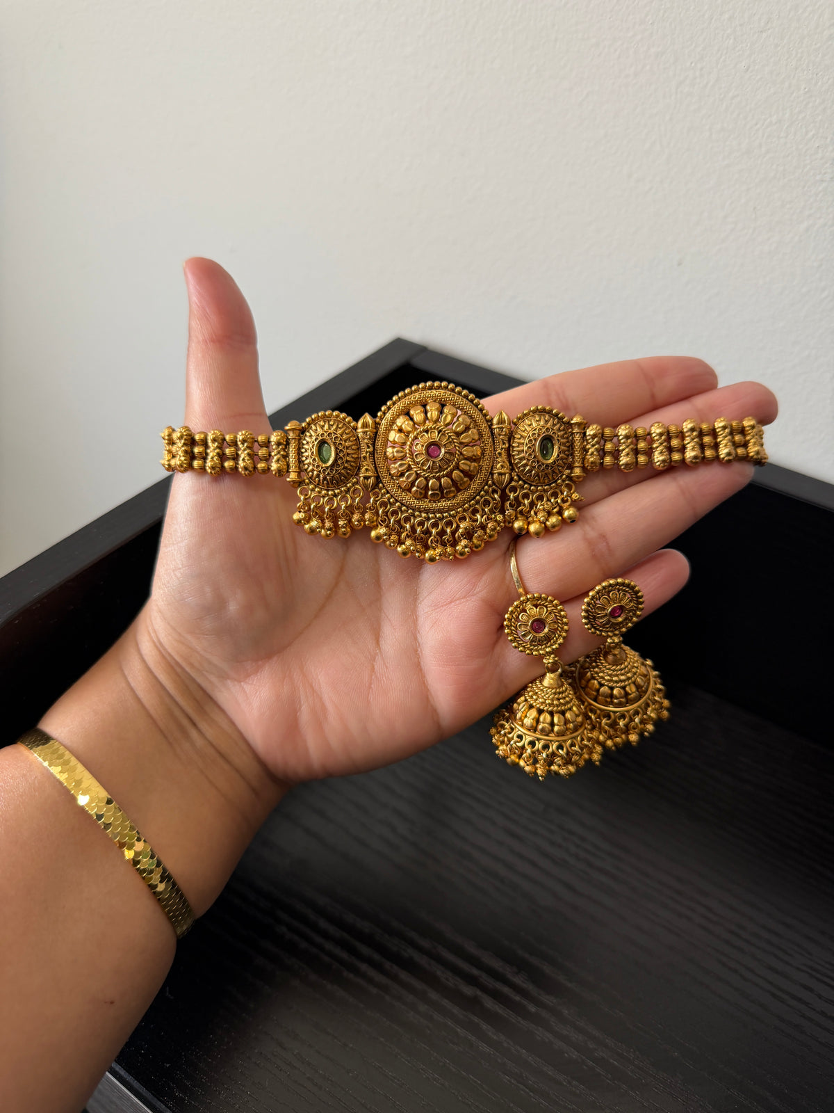 Tamanjot Micro Gold Plated Set (Ruby&Green)