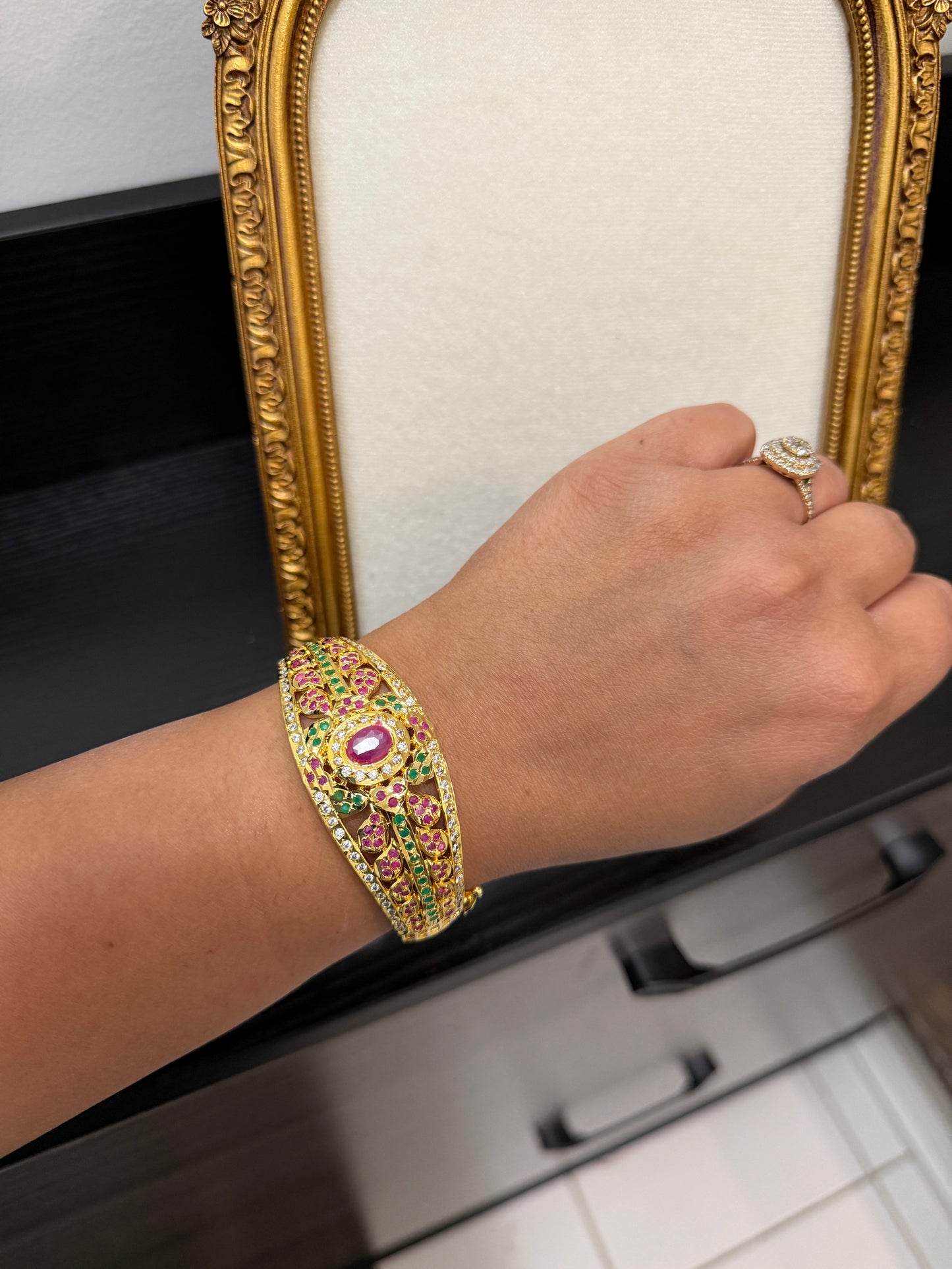 Kavnit Gold Plated Jadau Bracelet