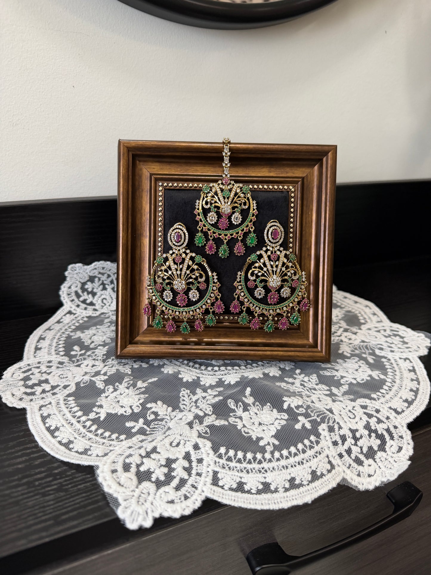 Aveena Statement Jadau Earrings Tikka Set