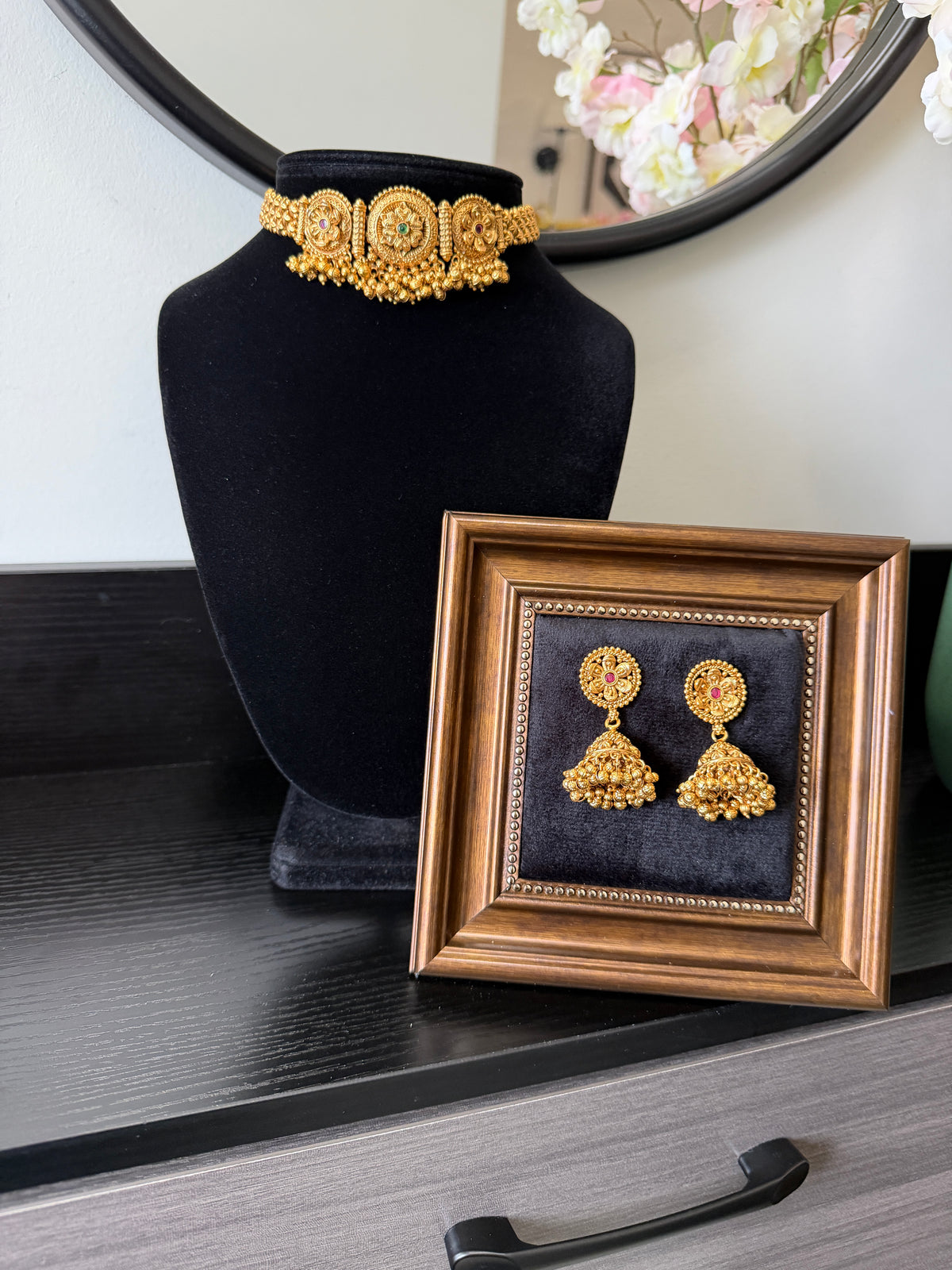 Upinder Micro Gold Plated Set (Ruby&Green)