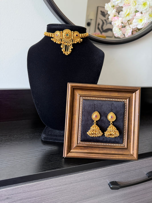 Parmit Micro Gold Plated Set (Ruby&Green)