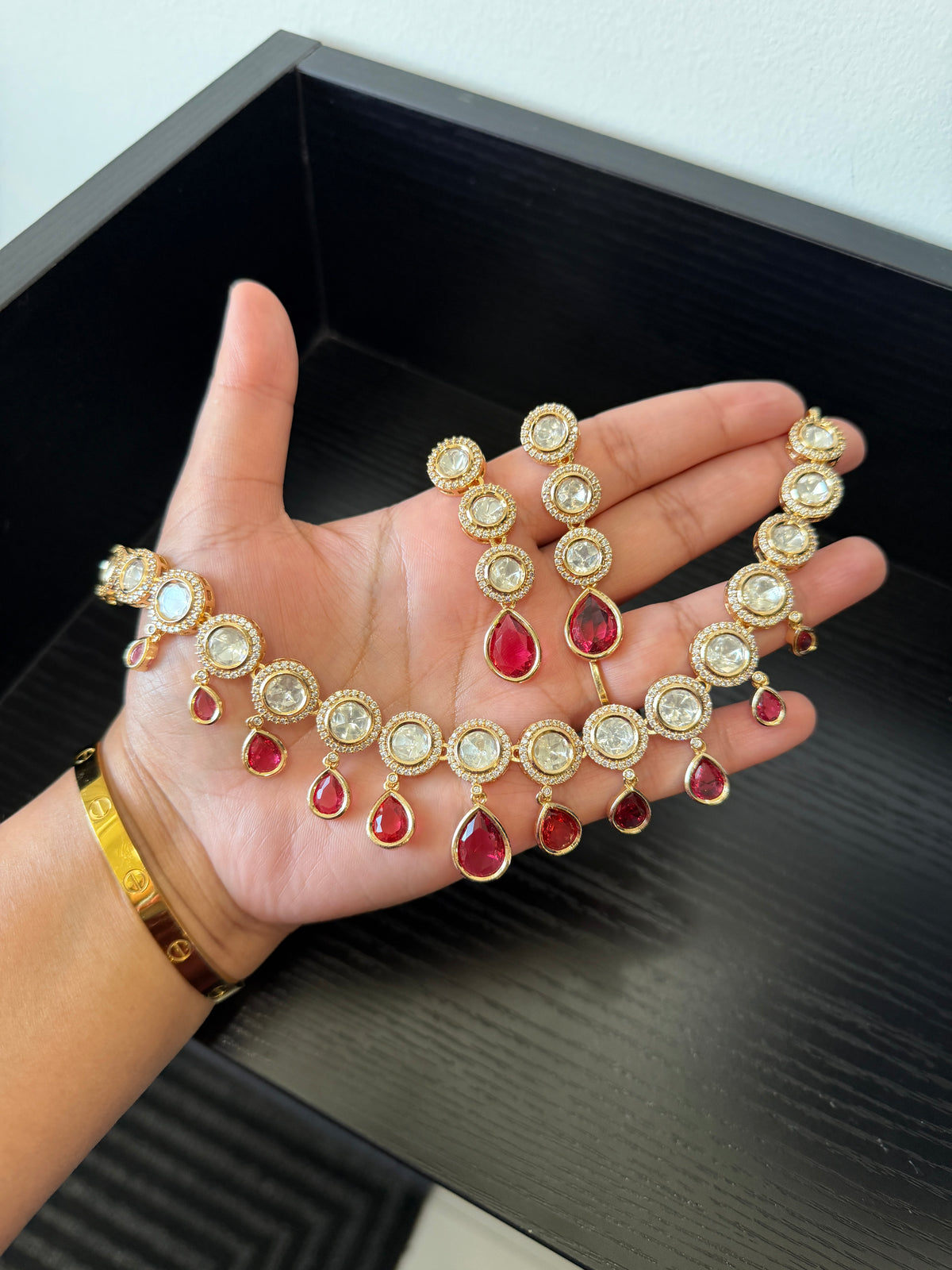 Ikra Kundan Gold Plated Set (Ruby)