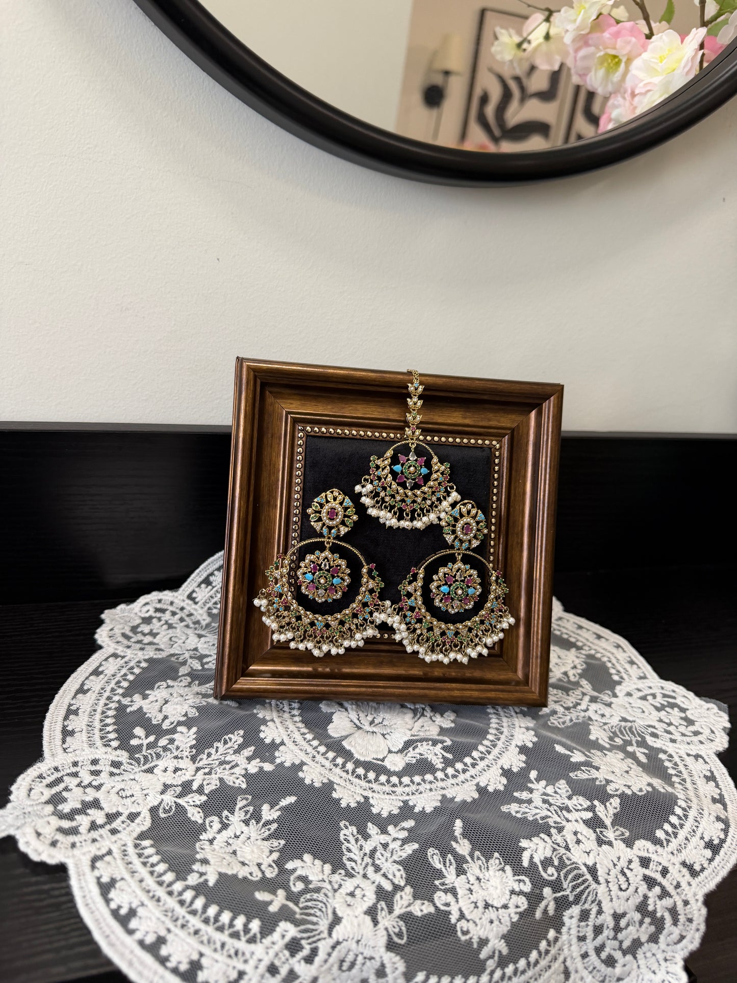 Muskan Statement Jadau Earrings Tikka Set