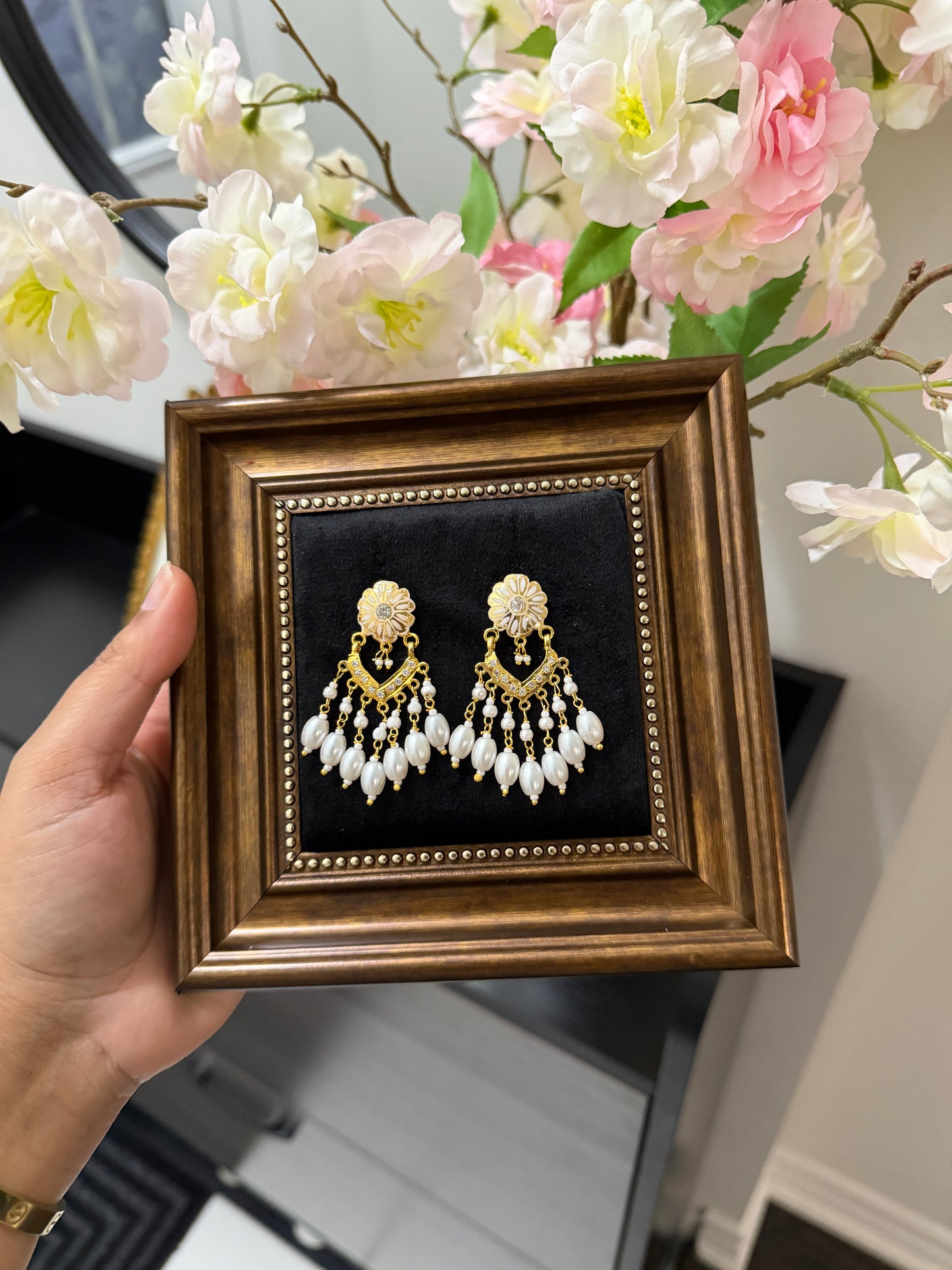 Manreet One Gram Gold Plated Jadau Earrings